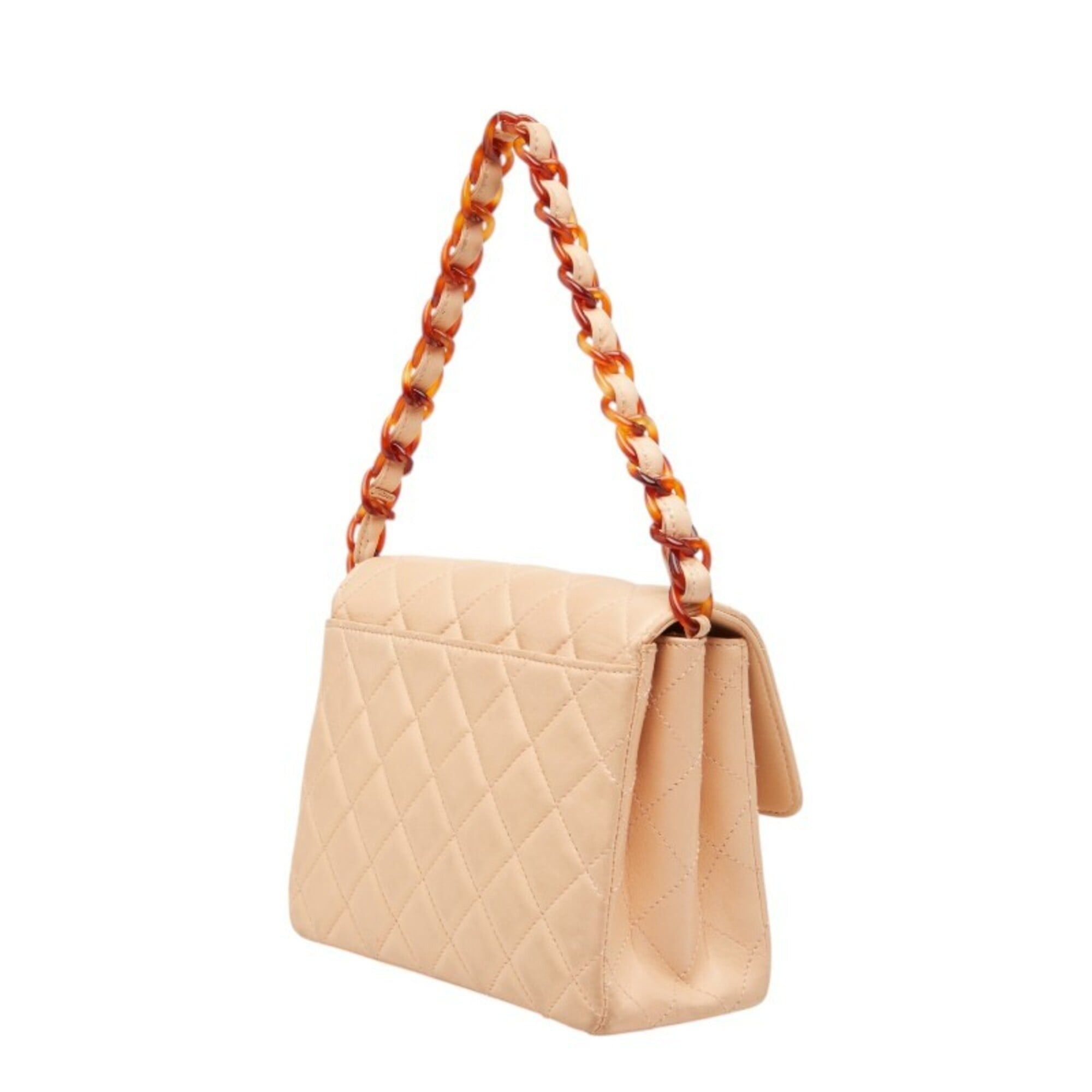 Chanel Chanel Matelassé Coco Mark Chain Shoulder Bag Handbag Pink Beige Lambskin Plastic Women's CHANEL Size ONE SIZE - 2 Thumbnail