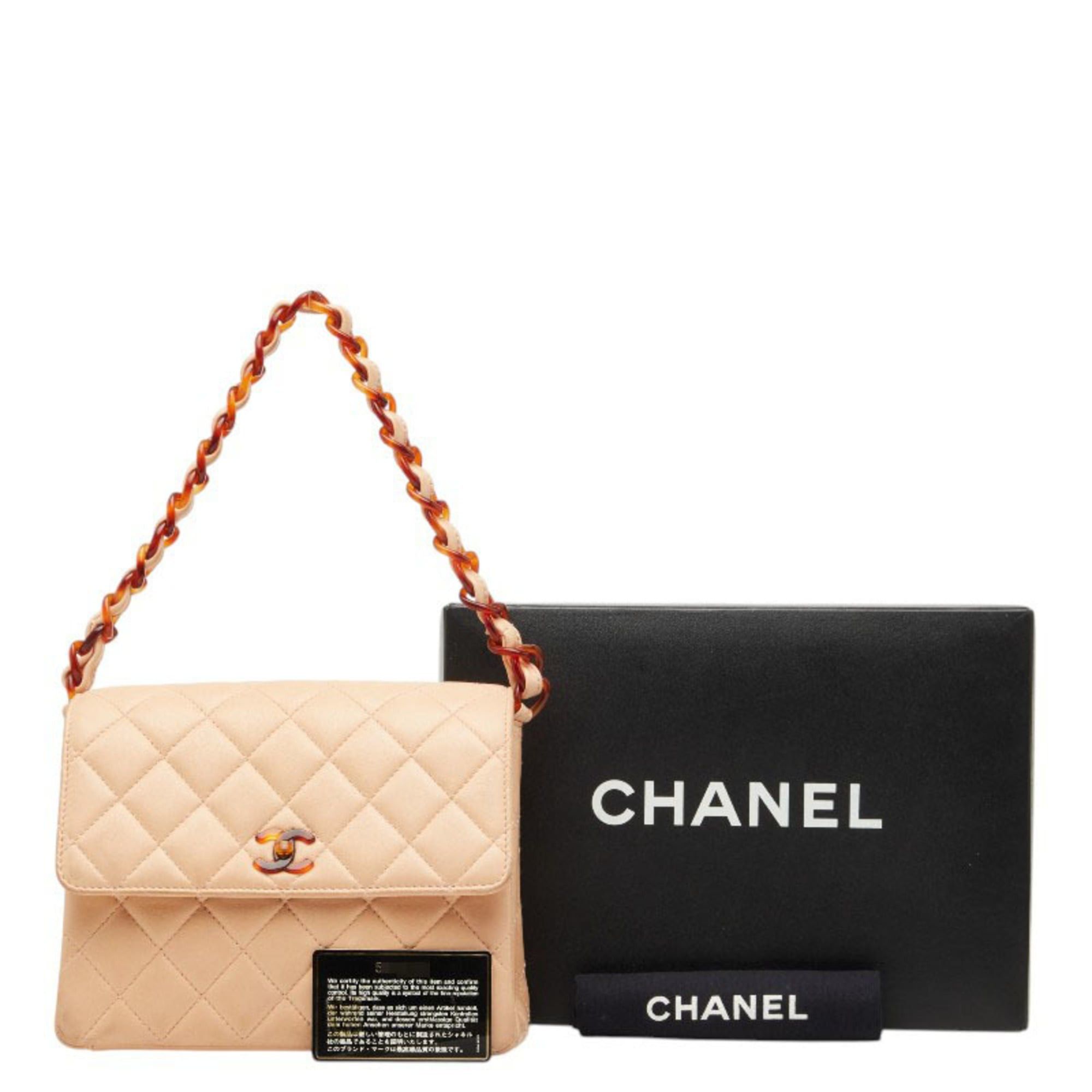 Chanel Chanel Matelassé Coco Mark Chain Shoulder Bag Handbag Pink Beige Lambskin Plastic Women's CHANEL Size ONE SIZE - 12 Thumbnail