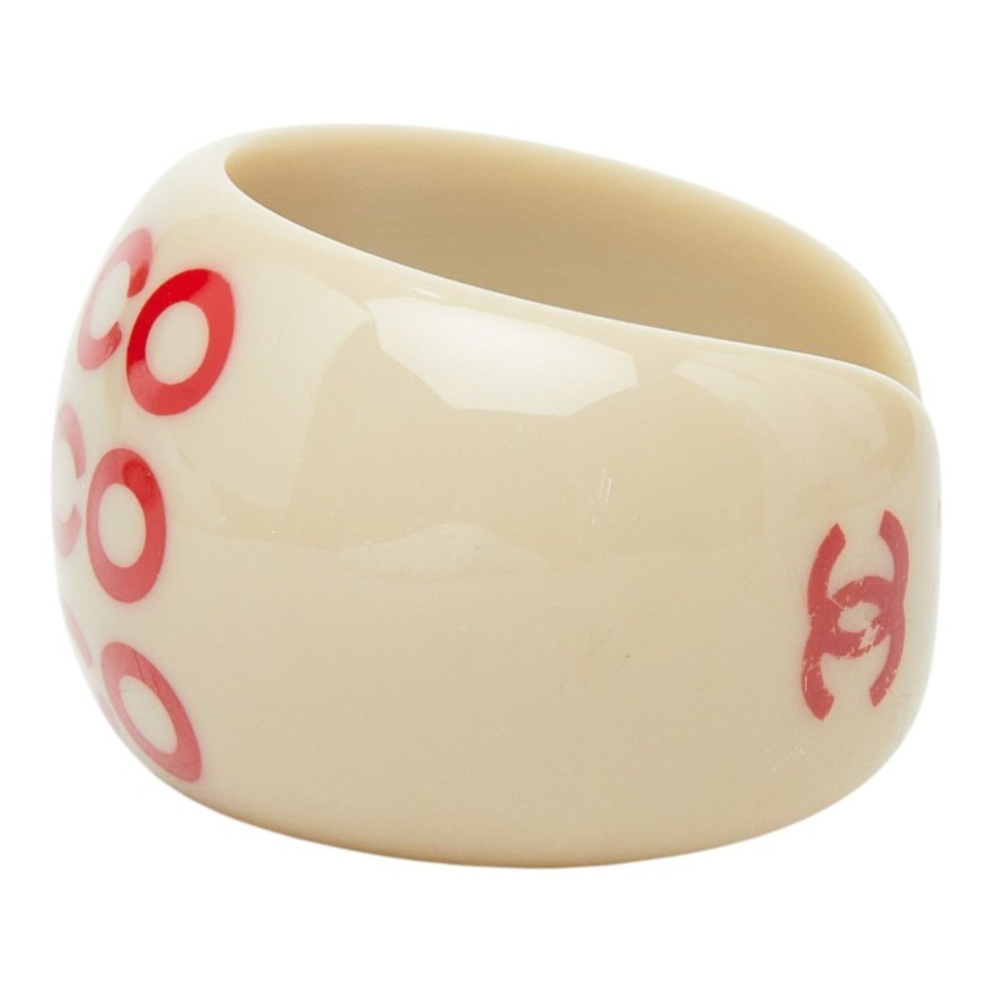 Chanel Chanel Coco Mark Ring, Size 1, Greige Plastic, Women's, CHANEL Size ONE SIZE - 3 Thumbnail