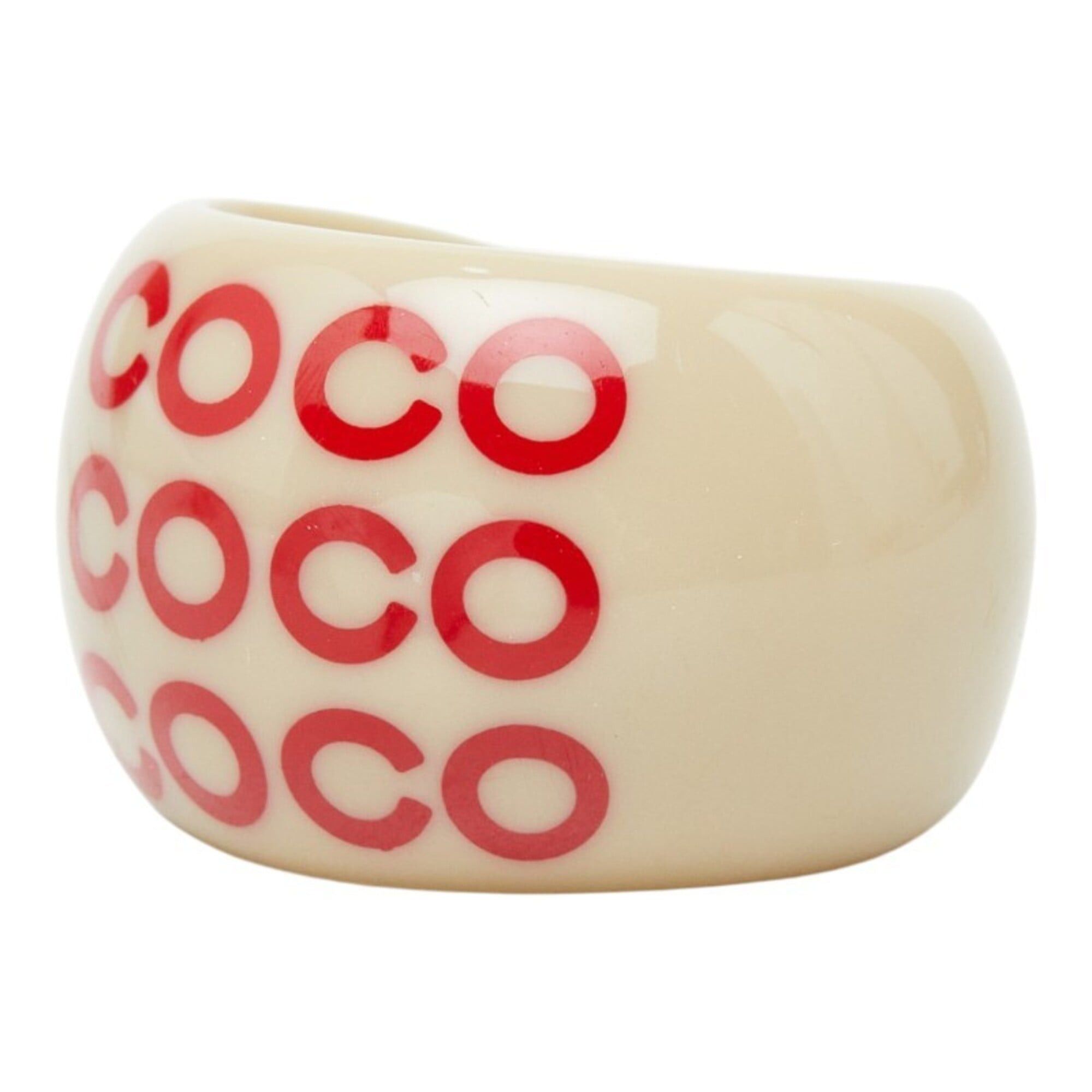 Chanel Chanel Coco Mark Ring, Size 1, Greige Plastic, Women's, CHANEL Size ONE SIZE - 2 Thumbnail
