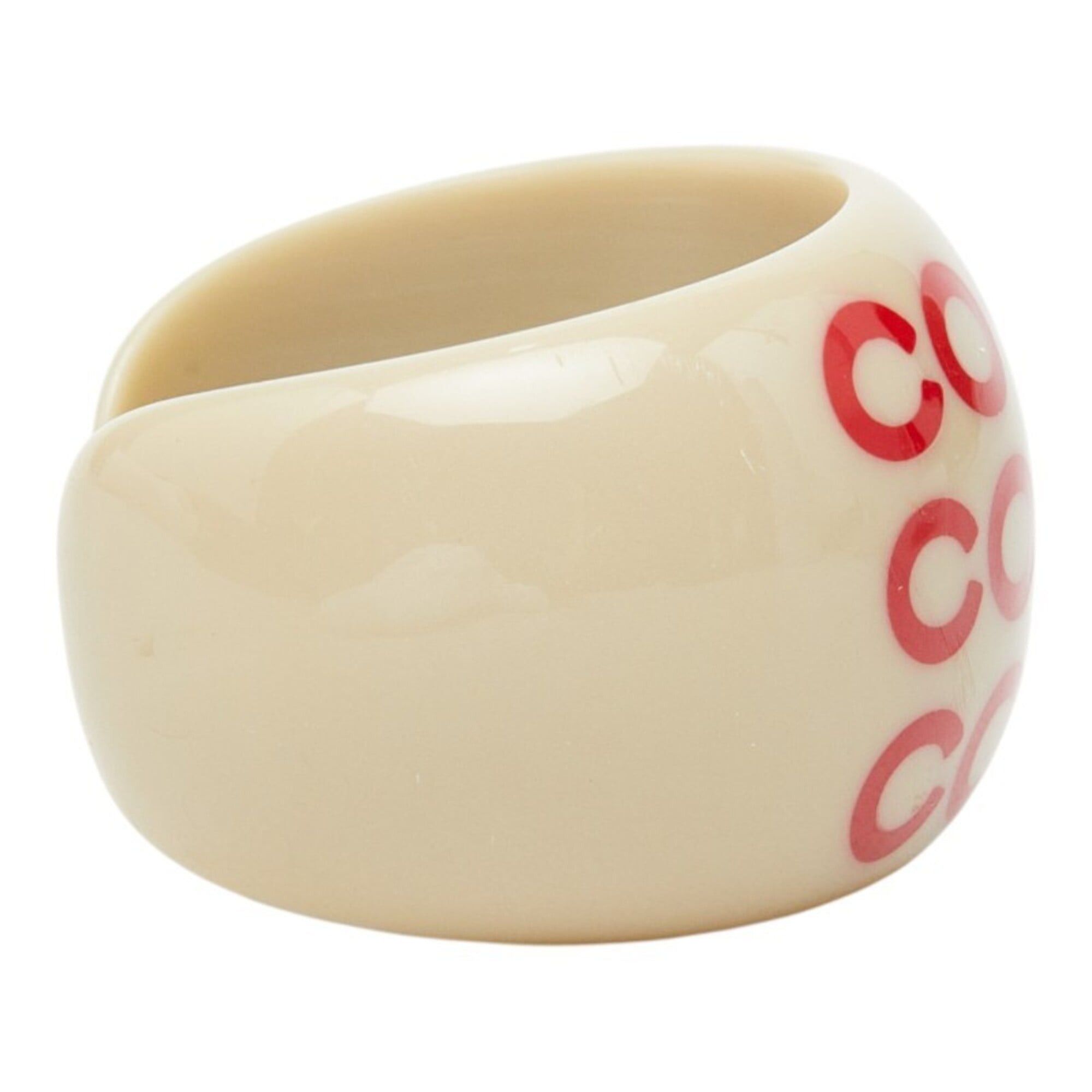 Chanel Chanel Coco Mark Ring, Size 1, Greige Plastic, Women's, CHANEL Size ONE SIZE - 4 Thumbnail