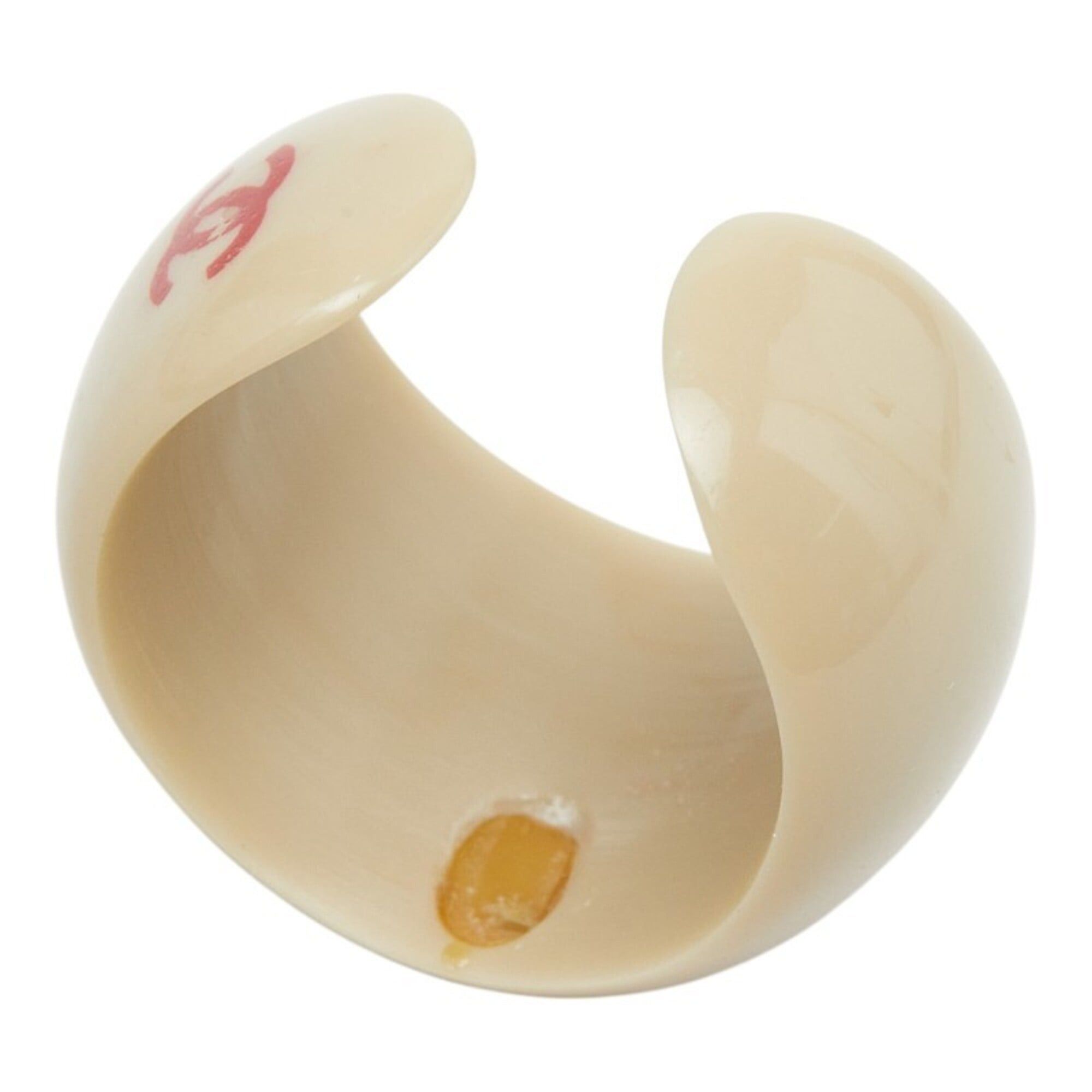 Chanel Chanel Coco Mark Ring, Size 1, Greige Plastic, Women's, CHANEL Size ONE SIZE - 5 Thumbnail