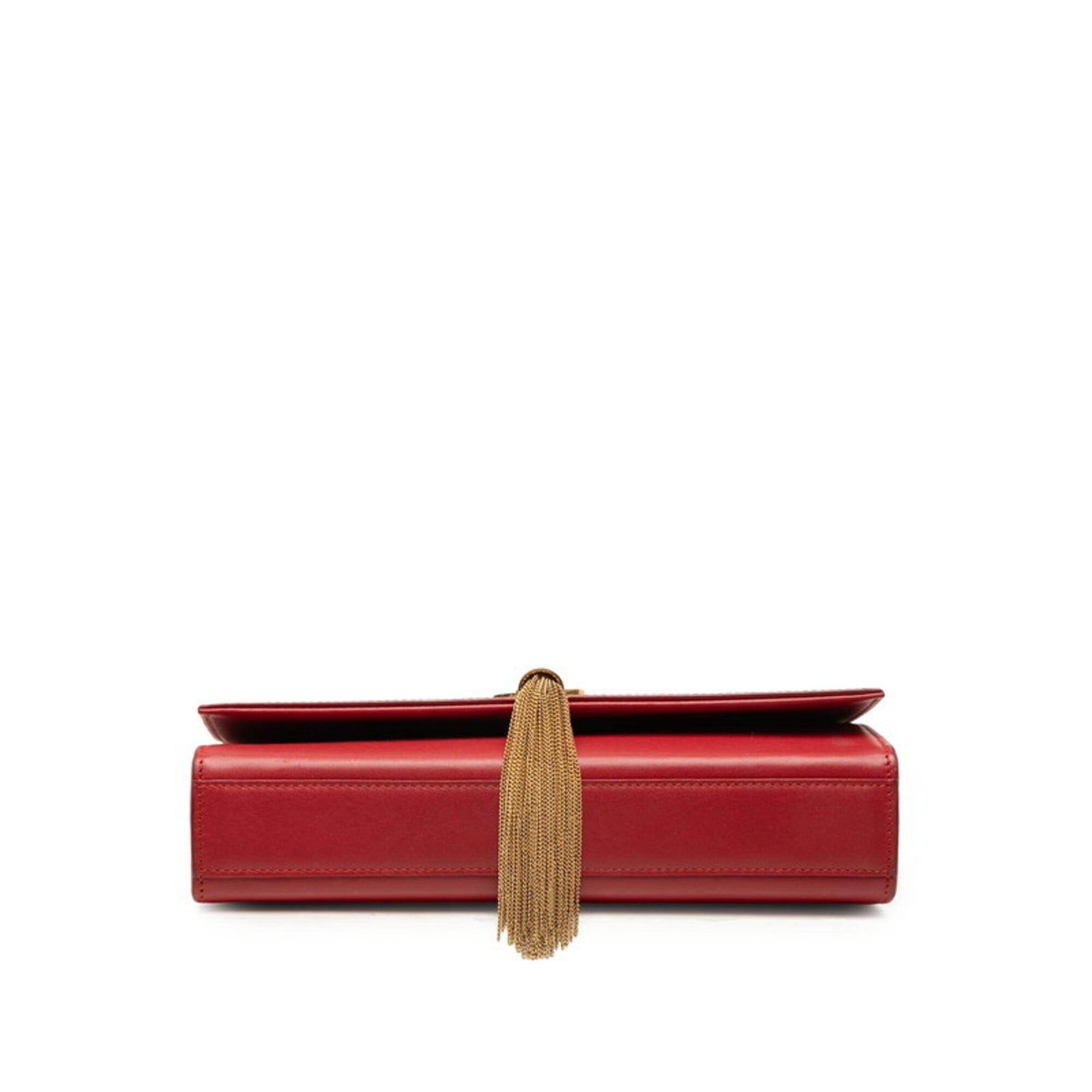 Saint Laurent Paris Saint Laurent Kate Tassel Medium YSL Logo Chain Shoulder Bag, Red Leather, Women's. Size ONE SIZE - 3 Thumbnail