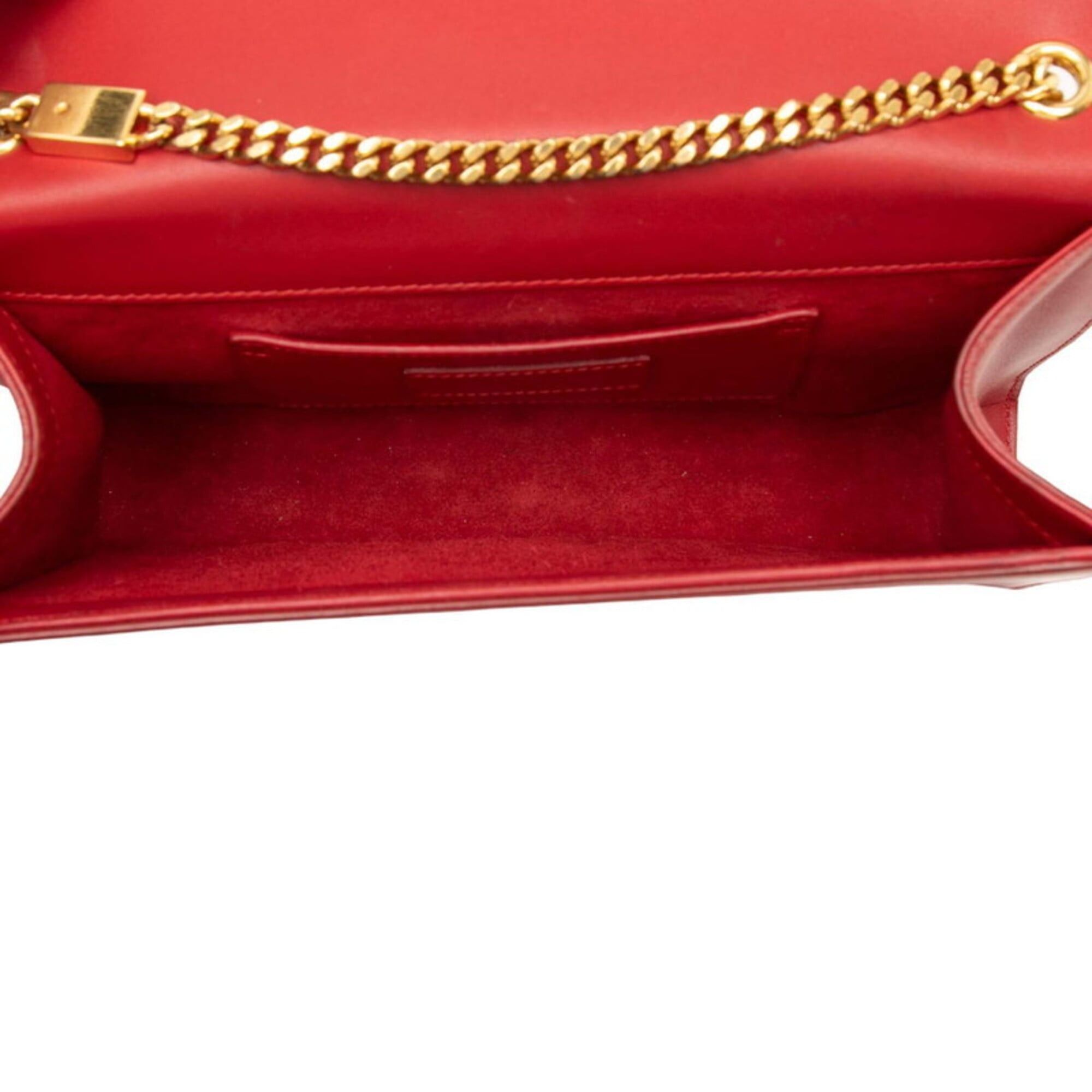 Saint Laurent Paris Saint Laurent Kate Tassel Medium YSL Logo Chain Shoulder Bag, Red Leather, Women's. Size ONE SIZE - 4 Thumbnail