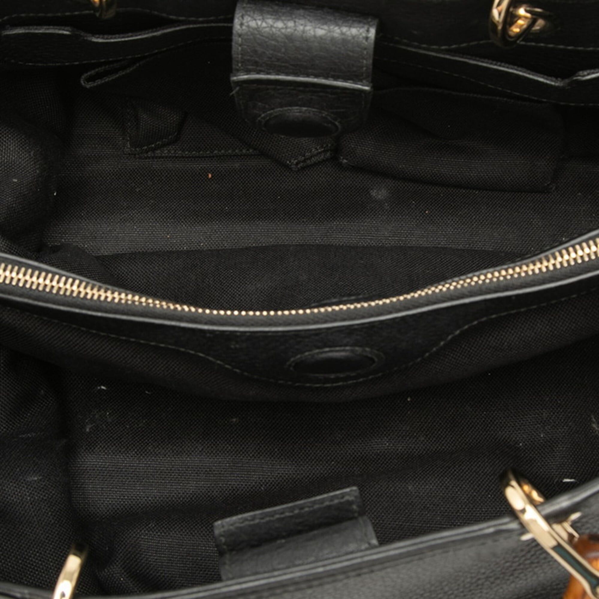 Gucci Gucci Bamboo Handbag Shoulder Bag 2WAY 323660 Black Leather Women's GUCCI Size ONE SIZE - 4 Thumbnail