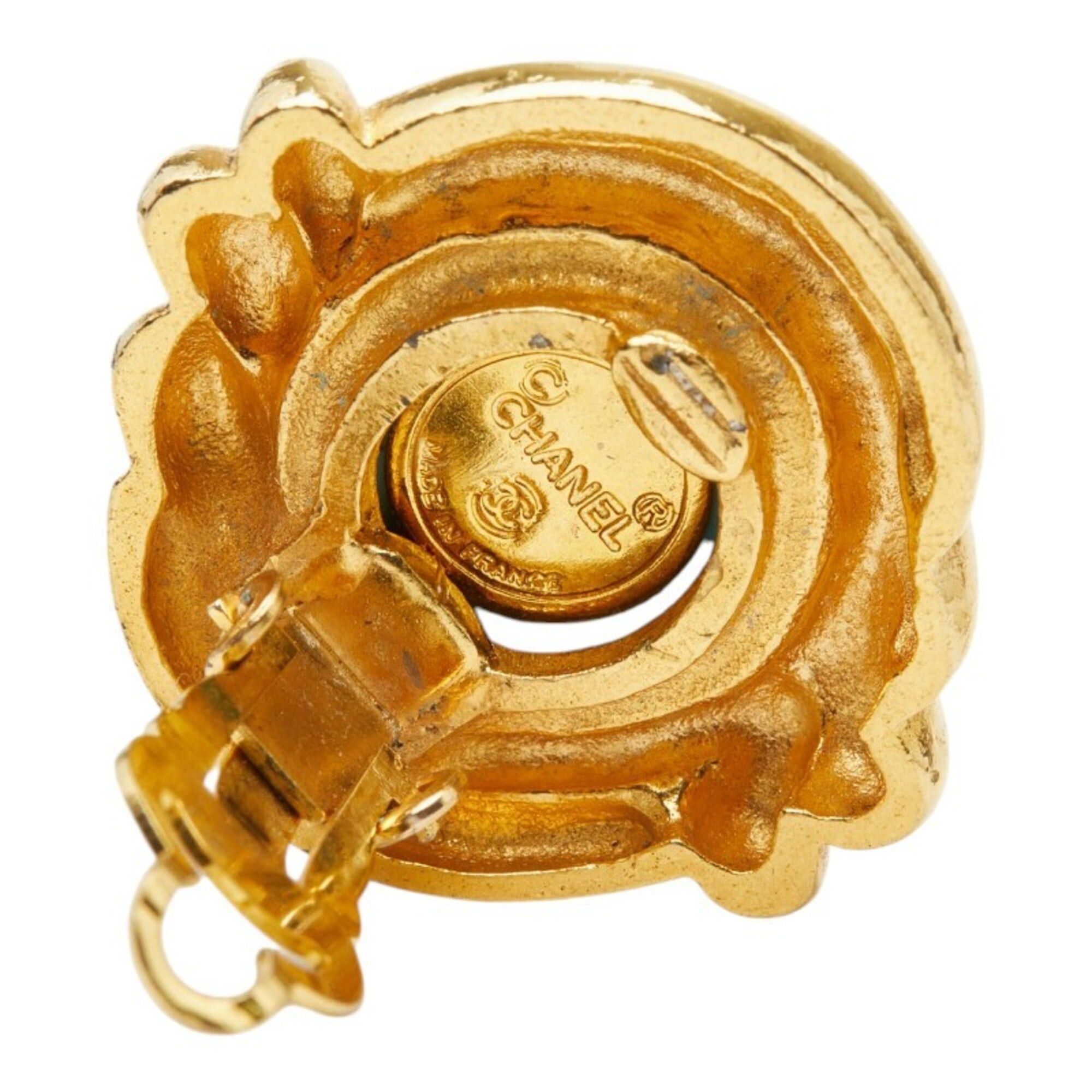 Chanel Chanel Coco Mark Earrings, Gold Turquoise Plated Stone, Women's CHANEL Size ONE SIZE - 4 Thumbnail