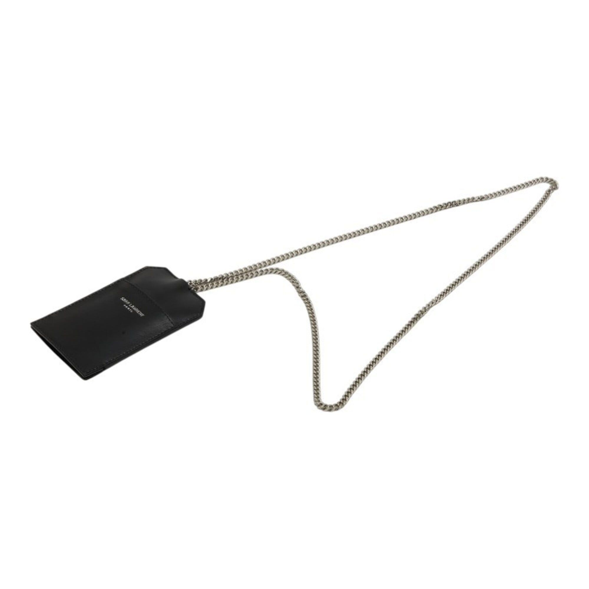 Saint Laurent Paris Saint Laurent Chain Business Card Holder/Card Case, ID Holder, Black Leather, Women's SAINT LAURENT Size ONE SIZE - 4 Thumbnail