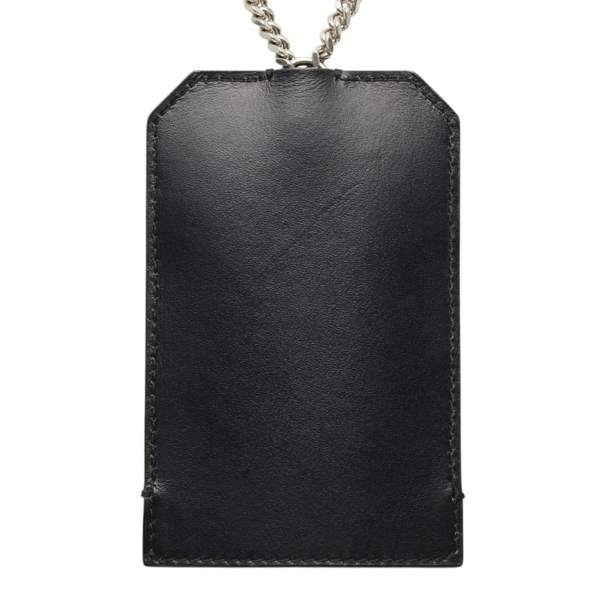 Saint Laurent Paris Saint Laurent Chain Business Card Holder/Card Case, ID Holder, Black Leather, Women's SAINT LAURENT Size ONE SIZE - 2 Thumbnail