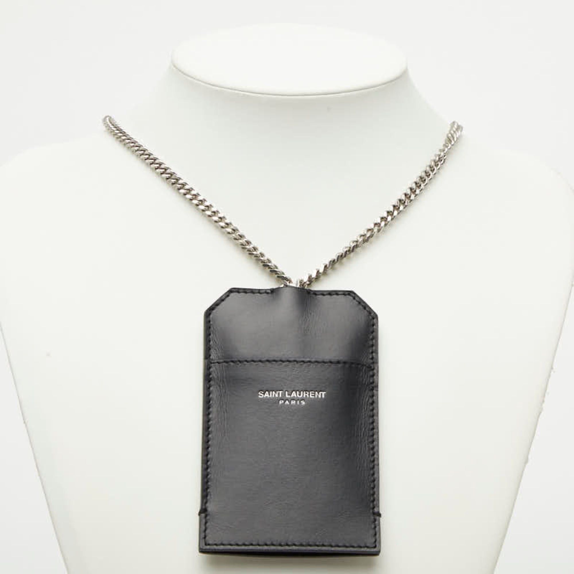 Saint Laurent Paris Saint Laurent Chain Business Card Holder/Card Case, ID Holder, Black Leather, Women's SAINT LAURENT Size ONE SIZE - 5 Thumbnail