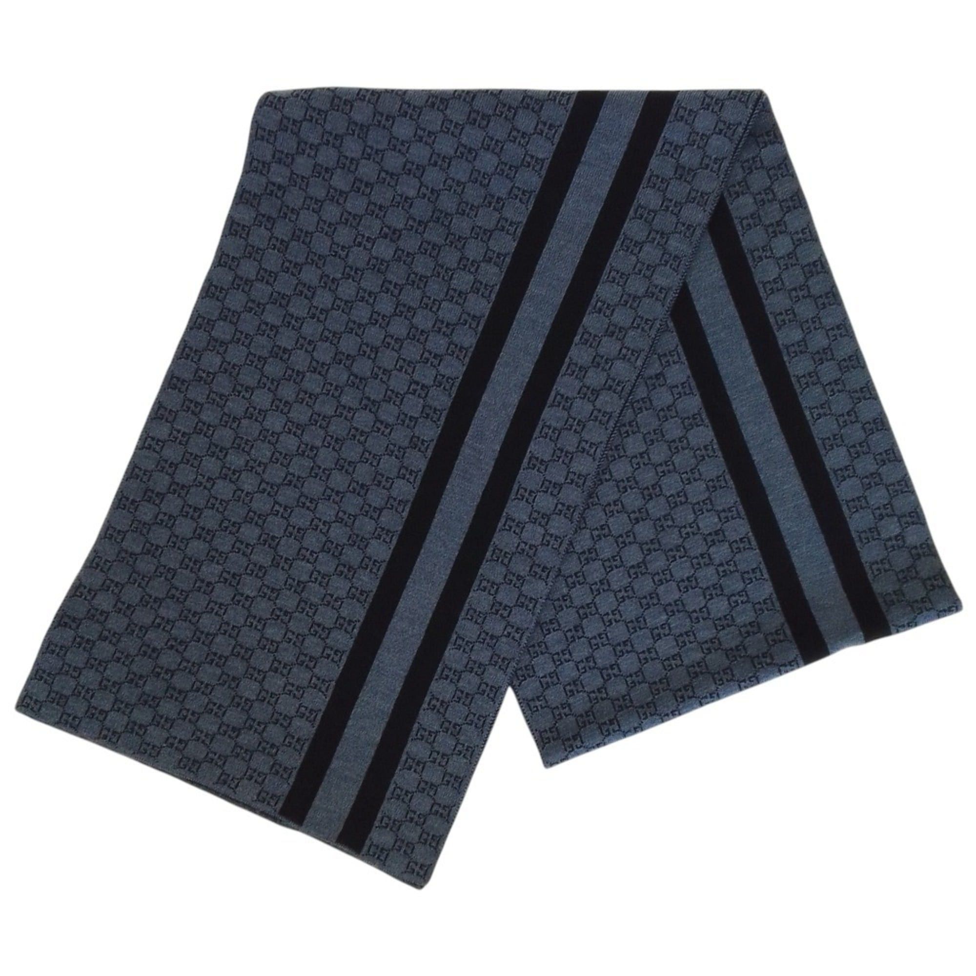 Gucci GUCCI GG Wool Knit Scarf/Muffler, 30 x 200cm, Dark Navy, Men's/Women's Size ONE SIZE - 3 Thumbnail