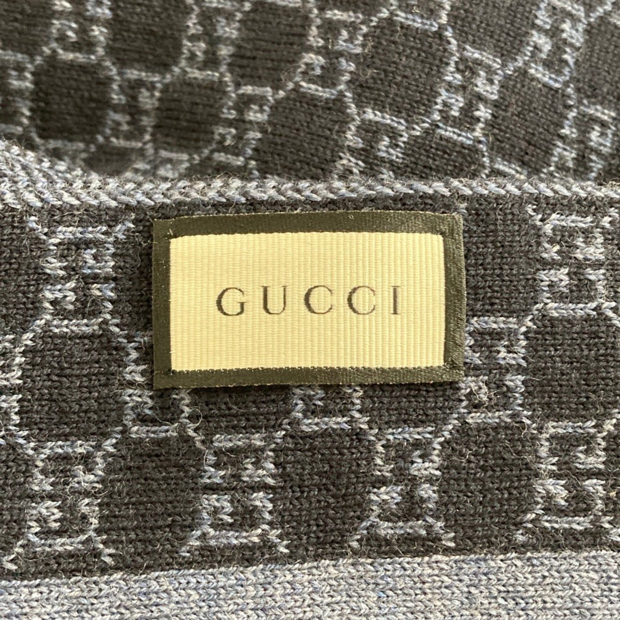 Gucci GUCCI GG Wool Knit Scarf/Muffler, 30 x 200cm, Dark Navy, Men's/Women's Size ONE SIZE - 8 Thumbnail