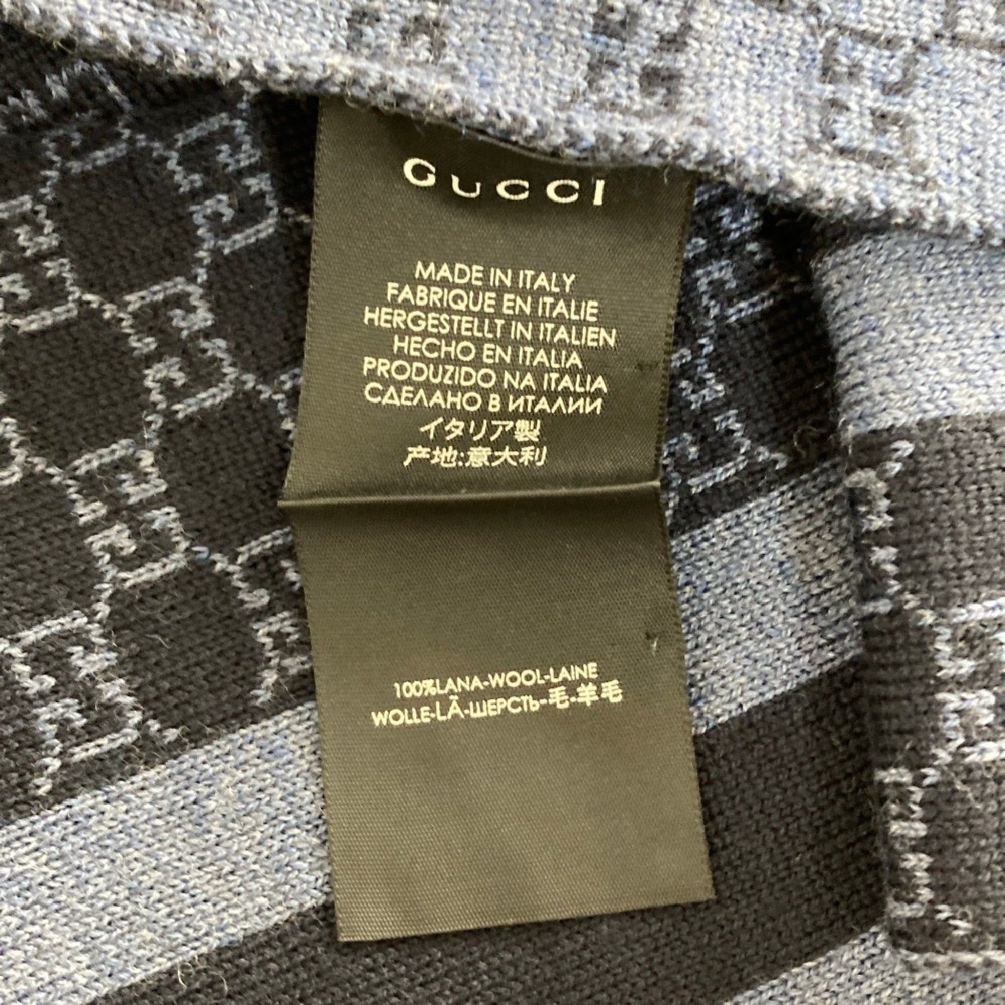 Gucci GUCCI GG Wool Knit Scarf/Muffler, 30 x 200cm, Dark Navy, Men's/Women's Size ONE SIZE - 9 Thumbnail