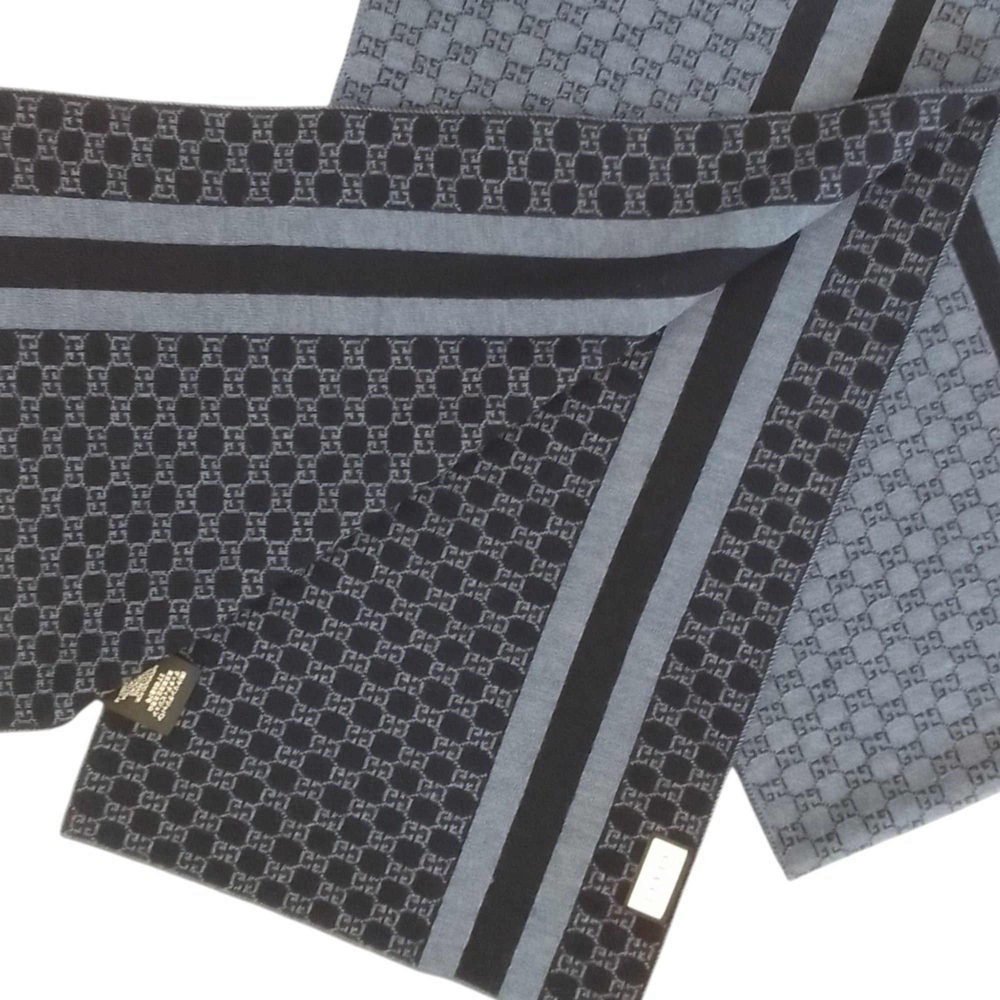 Gucci GUCCI GG Wool Knit Scarf/Muffler, 30 x 200cm, Dark Navy, Men's/Women's Size ONE SIZE - 4 Thumbnail