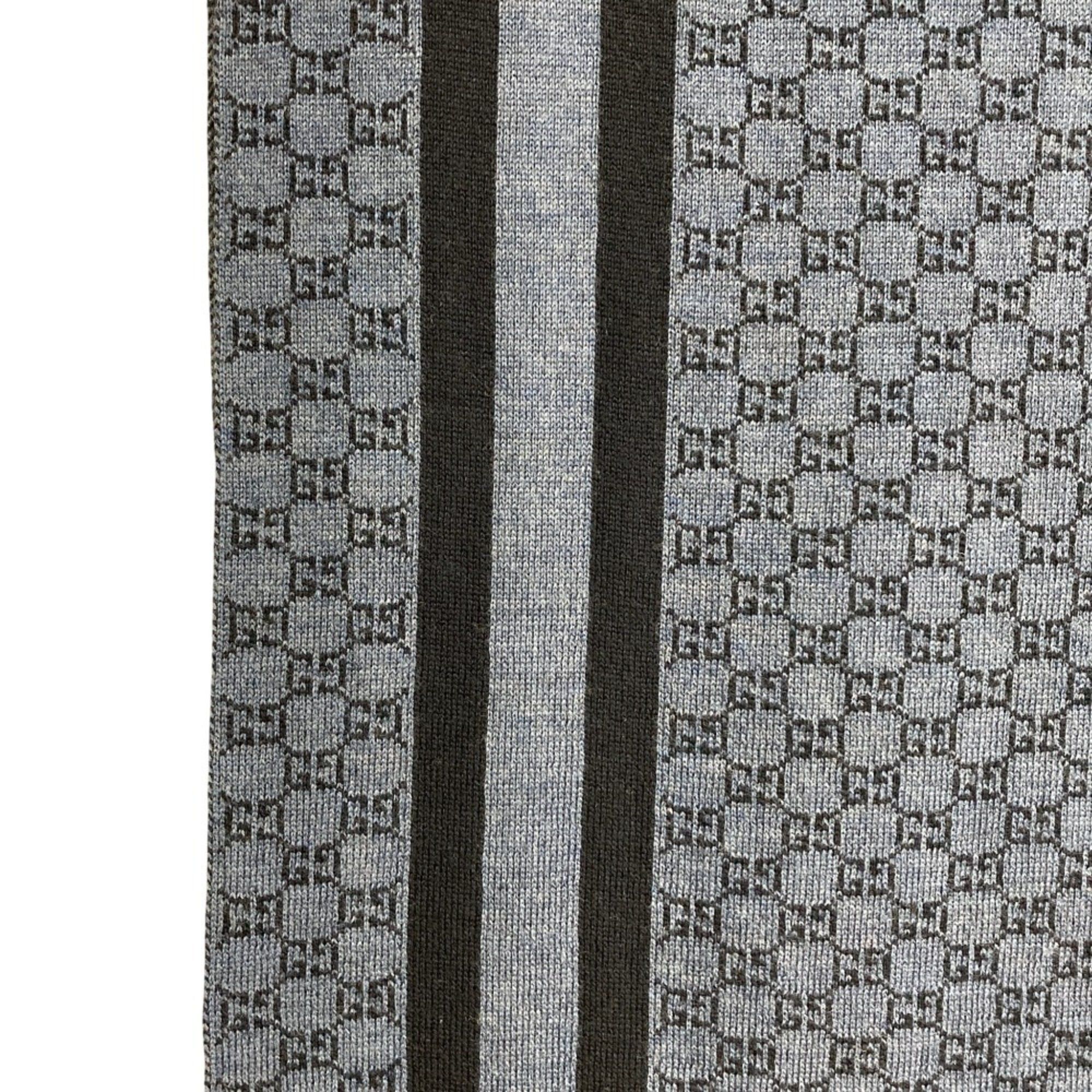 Gucci GUCCI GG Wool Knit Scarf/Muffler, 30 x 200cm, Dark Navy, Men's/Women's Size ONE SIZE - 5 Thumbnail