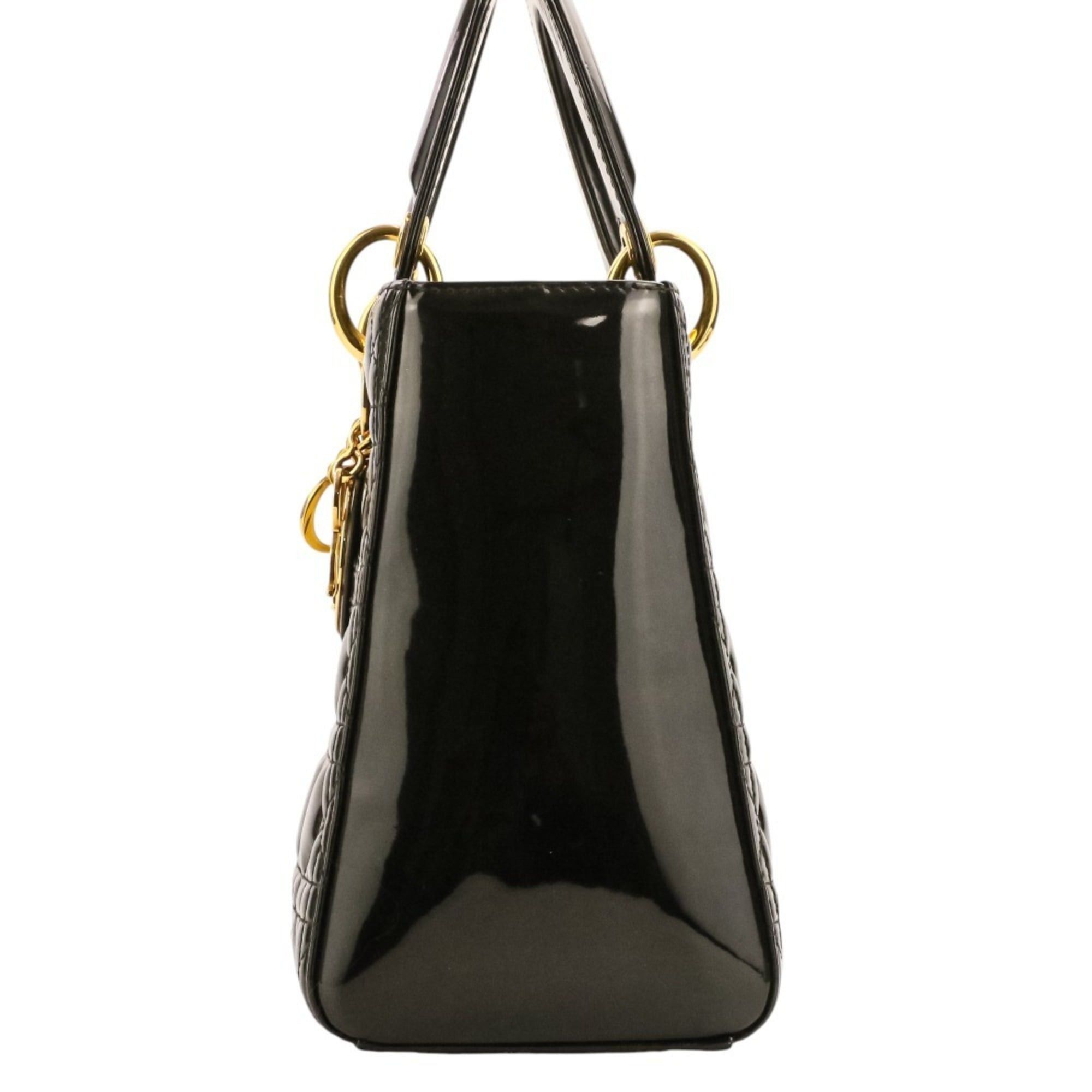 Dior Christian Dior Lady Cannage Patent Handbag 01-BO-0183 Black Women's Size ONE SIZE - 3 Thumbnail