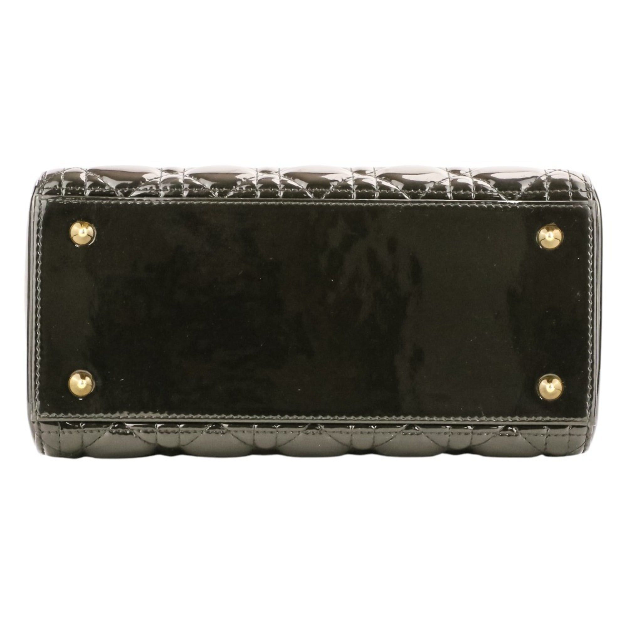 Dior Christian Dior Lady Cannage Patent Handbag 01-BO-0183 Black Women's Size ONE SIZE - 4 Thumbnail