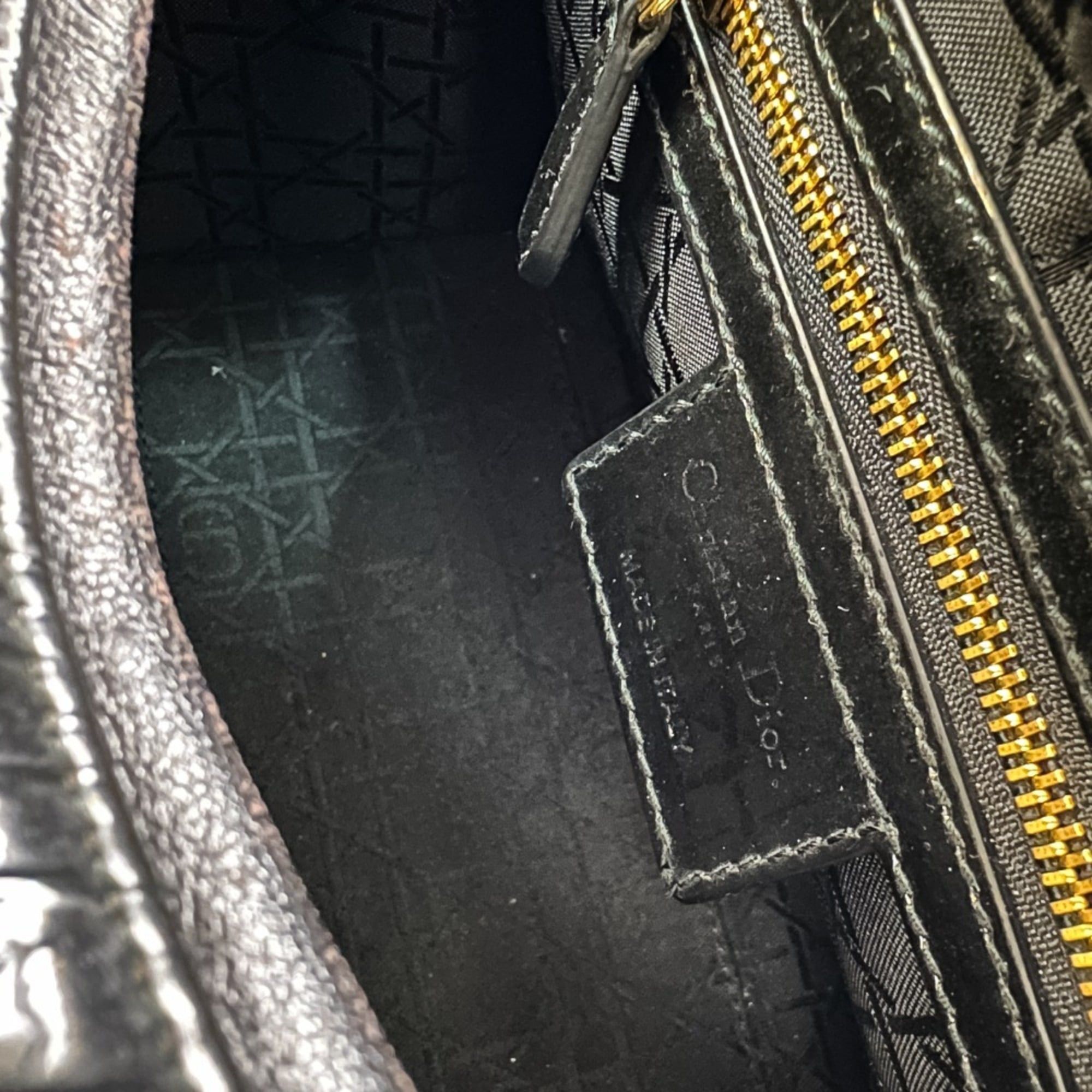 Dior Christian Dior Lady Cannage Patent Handbag 01-BO-0183 Black Women's Size ONE SIZE - 11 Thumbnail