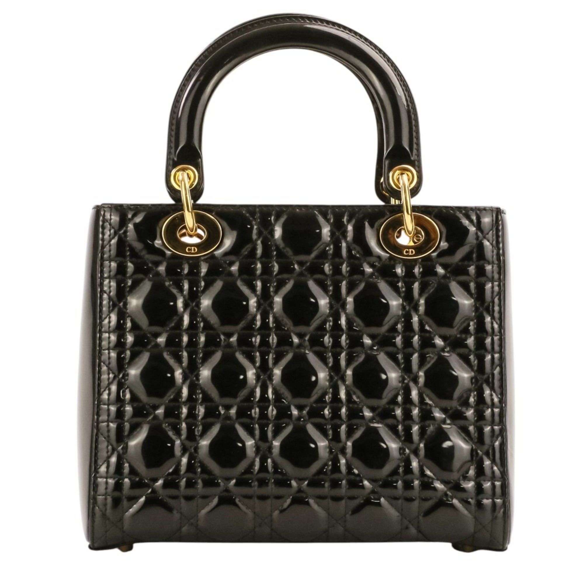Dior Christian Dior Lady Cannage Patent Handbag 01-BO-0183 Black Women's Size ONE SIZE - 2 Thumbnail