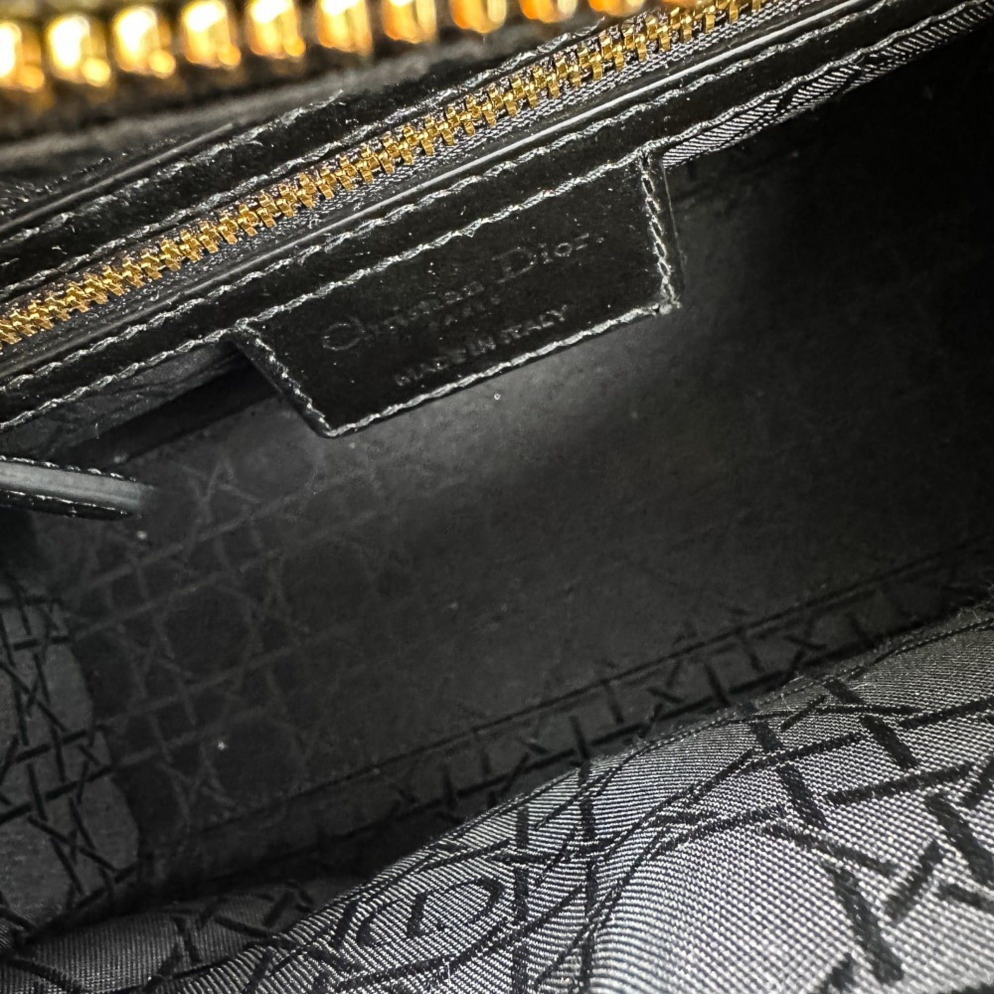 Dior Christian Dior Lady Cannage Patent Handbag 01-BO-0183 Black Women's Size ONE SIZE - 10 Thumbnail