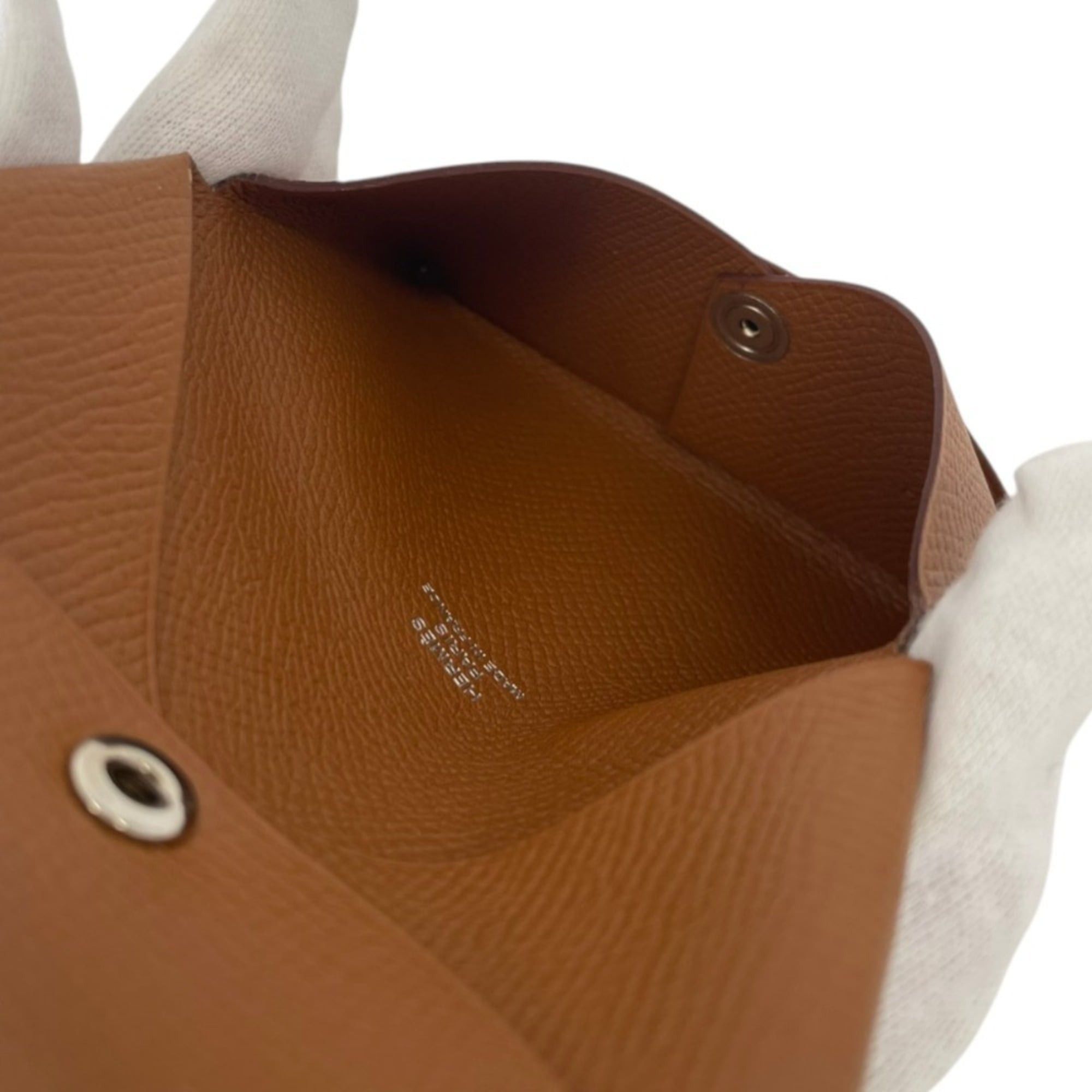 Hermes HERMES Calvi Veau Epsom Business Card Holder/Card Case/Pass Case with X Stamp, Brown, Men's/Women's Size ONE SIZE - 6 Thumbnail