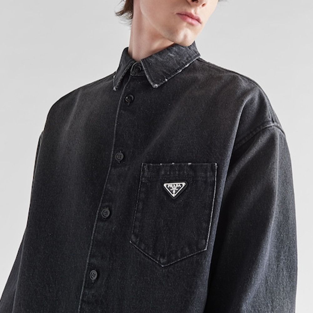 Prada Prada Triangle Logo Denim Jacket Size XL Size US XL / EU 56 / 4 - 9 Thumbnail