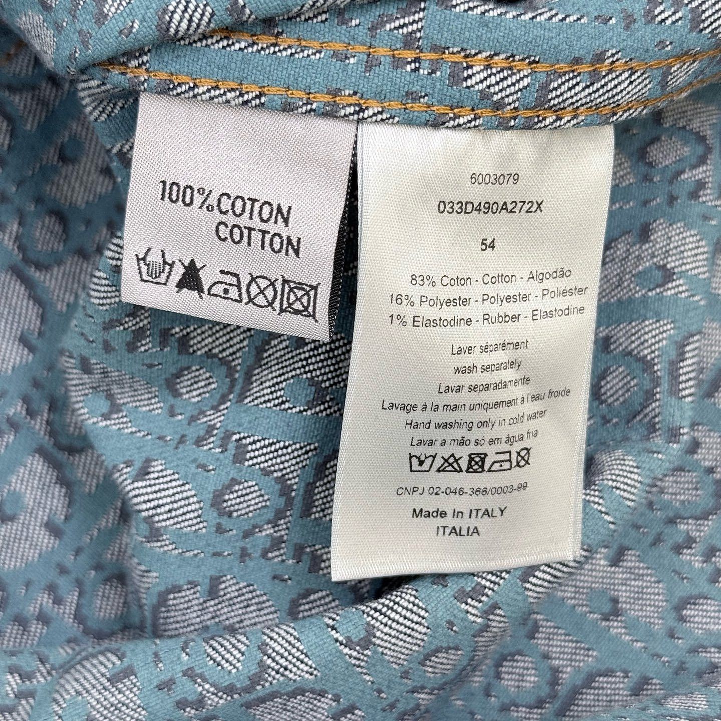 Dior Dior Oblique Lining Denim Shirt Size 54 Size US L / EU 52-54 / 3 - 4 Thumbnail