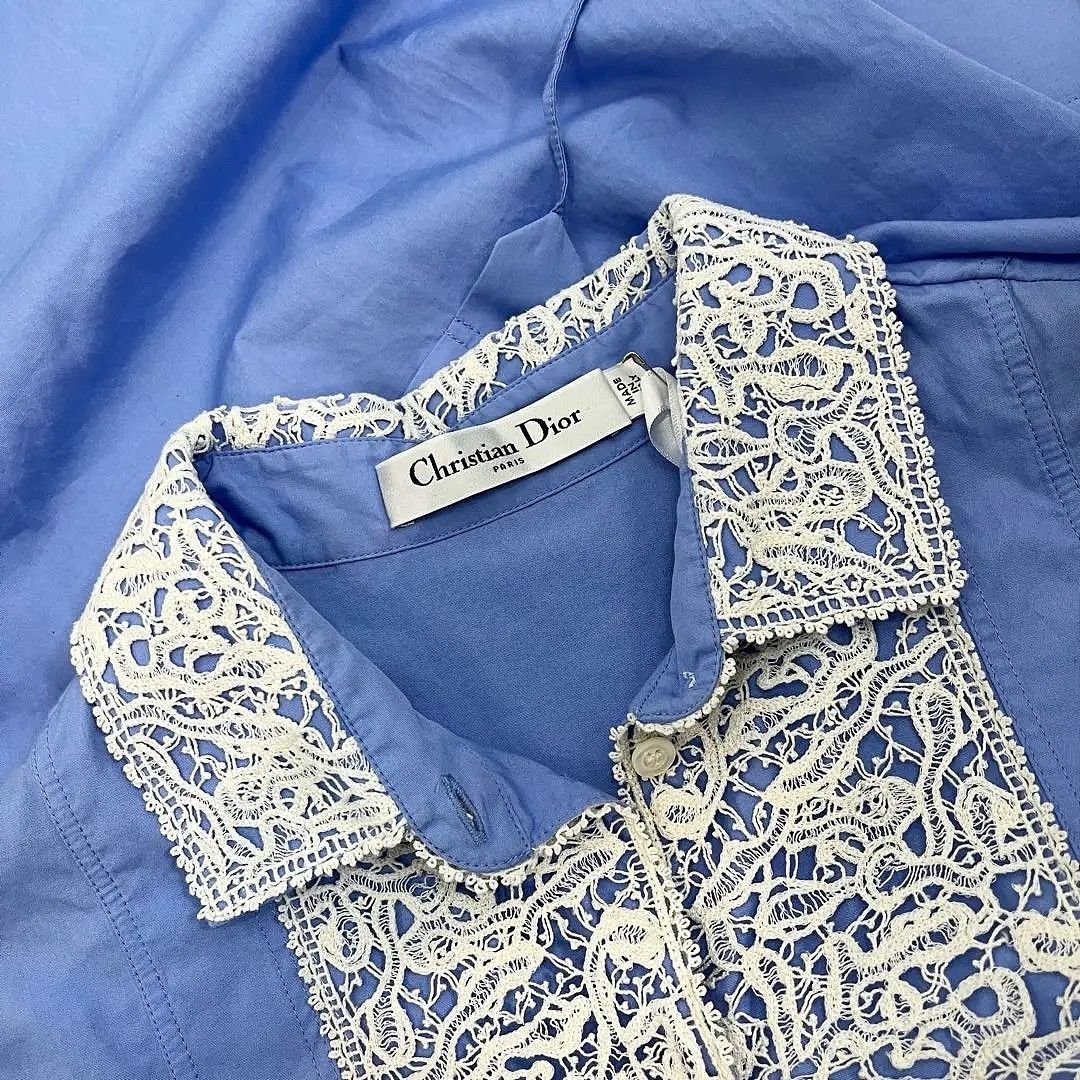 Dior Dior Bee Lace Panel Button Up Shirt Size 36 Size XS / US 0-2 / IT 36-38 - 3 Thumbnail