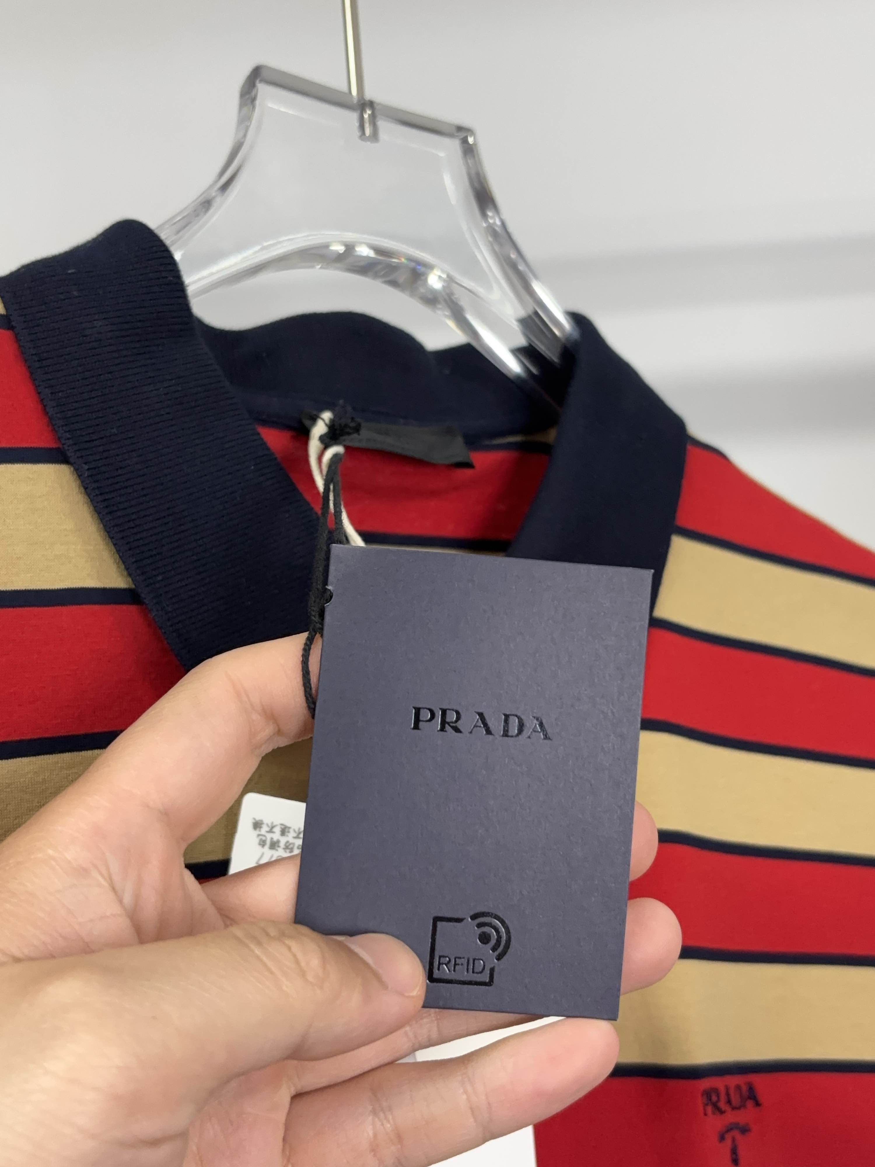 Prada Prada Striped Cotton Polo Shirt Size M Size US M / EU 48-50 / 2 - 5 Thumbnail