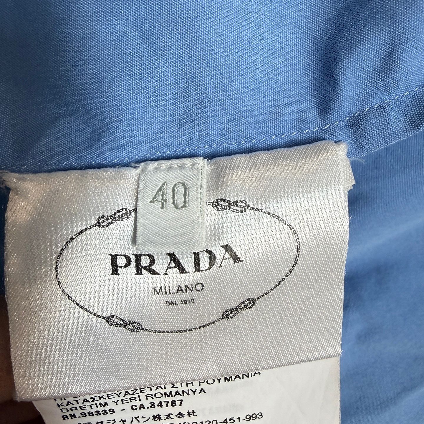 Prada Prada Logo Blue Button Up Shirt Size M Size US XXS / EU 40 - 4 Thumbnail