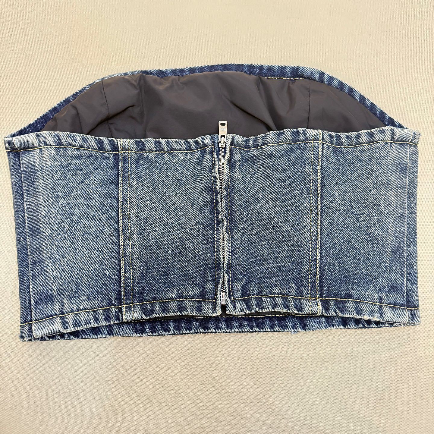 Prada Prada Logo Plaque Denim Tube Top Size 40 Size S / US 4 / IT 40 - 2 Thumbnail