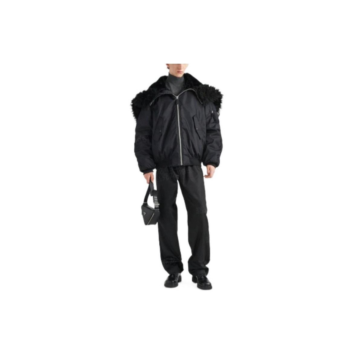 Prada Prada Re-Nylon Fur Collar Bomber Jacket Size S Size US S / EU 44-46 / 1 - 8 Thumbnail