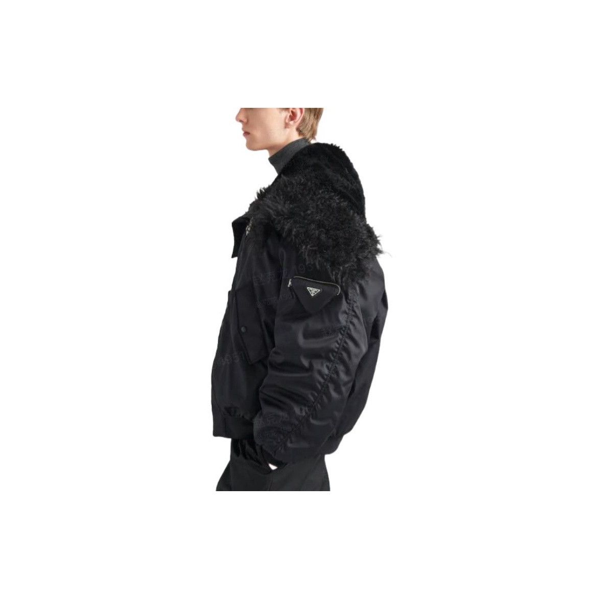 Prada Prada Re-Nylon Fur Collar Bomber Jacket Size S Size US S / EU 44-46 / 1 - 9 Thumbnail