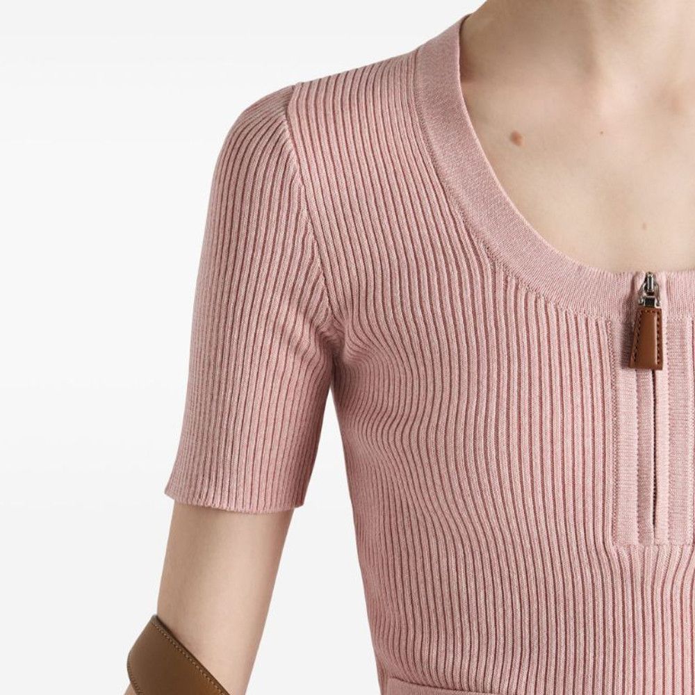 Prada Prada Pink Ribbed Zip Sweater Size 36 Size XS / US 0-2 / IT 36-38 - 10 Thumbnail