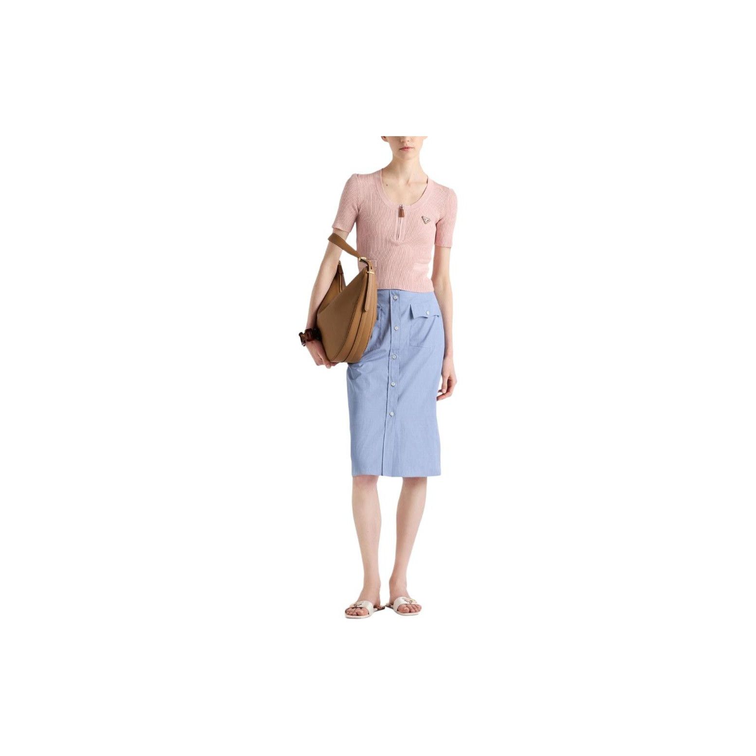 Prada Prada Pink Ribbed Zip Sweater Size 36 Size XS / US 0-2 / IT 36-38 - 6 Thumbnail