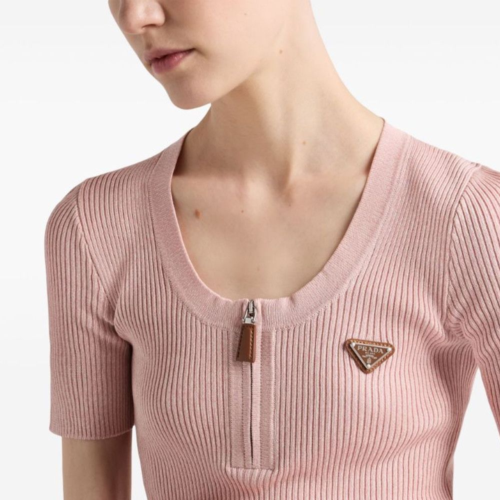 Prada Prada Pink Ribbed Zip Sweater Size 36 Size XS / US 0-2 / IT 36-38 - 8 Thumbnail