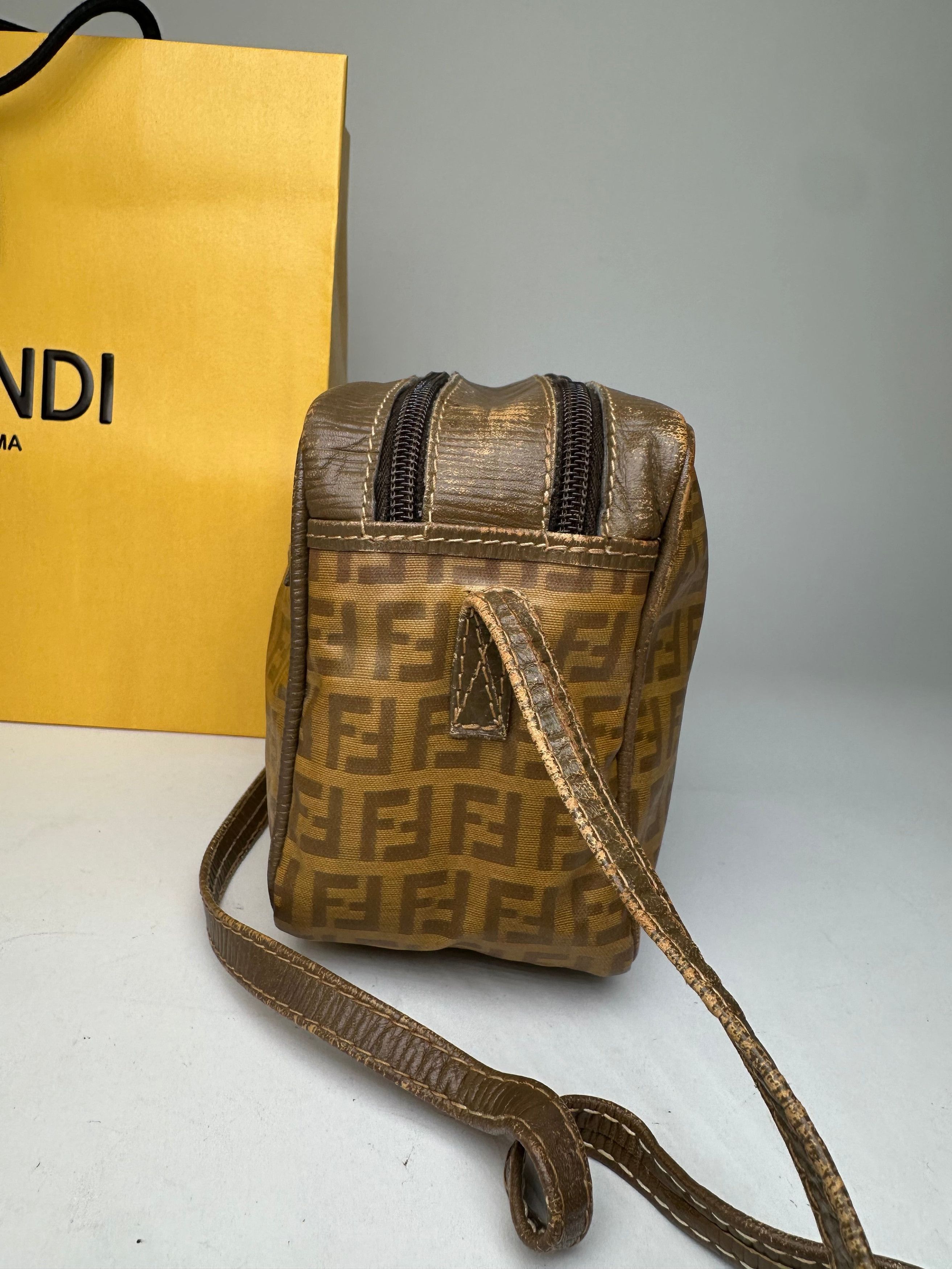 Fendi Vintage Crossbody Bag FF Logo Pattern Brown Fabric Size ONE SIZE - 9 Thumbnail