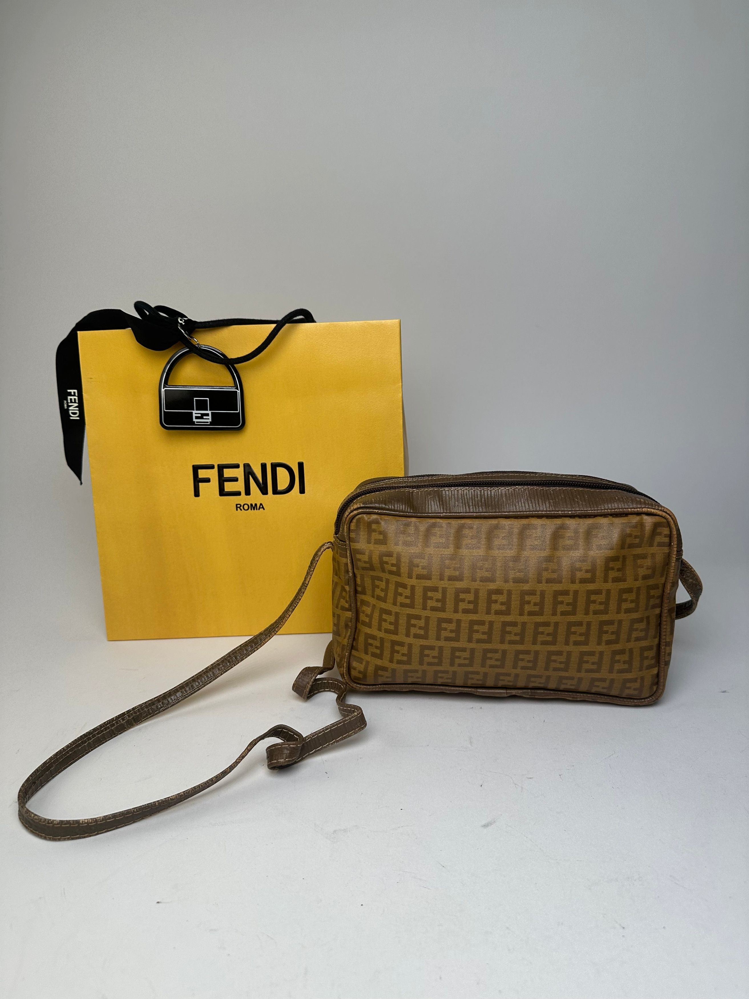 Fendi Vintage Crossbody Bag FF Logo Pattern Brown Fabric Size ONE SIZE - 2 Thumbnail