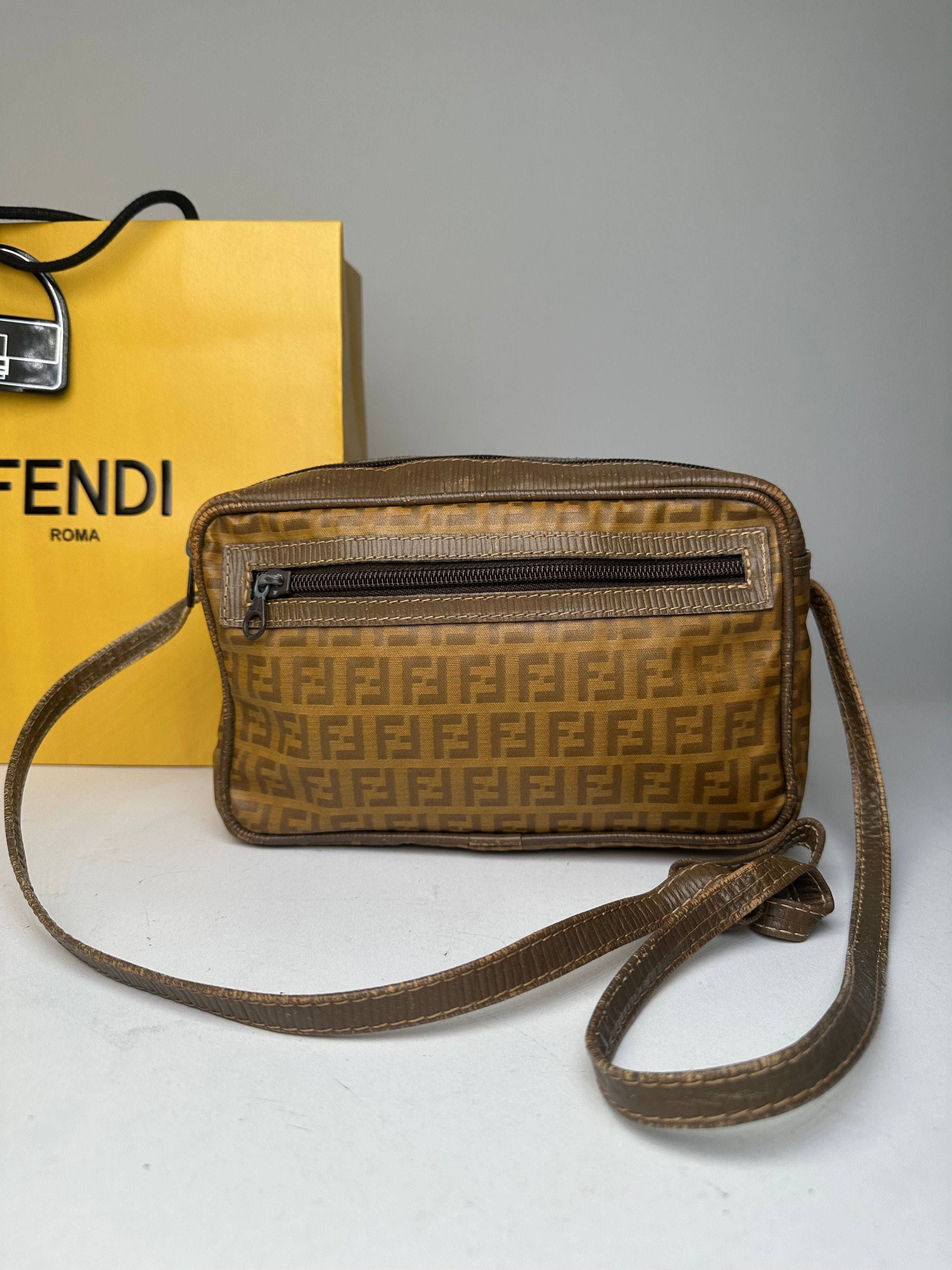 Fendi Vintage Crossbody Bag FF Logo Pattern Brown Fabric Size ONE SIZE - 7 Thumbnail