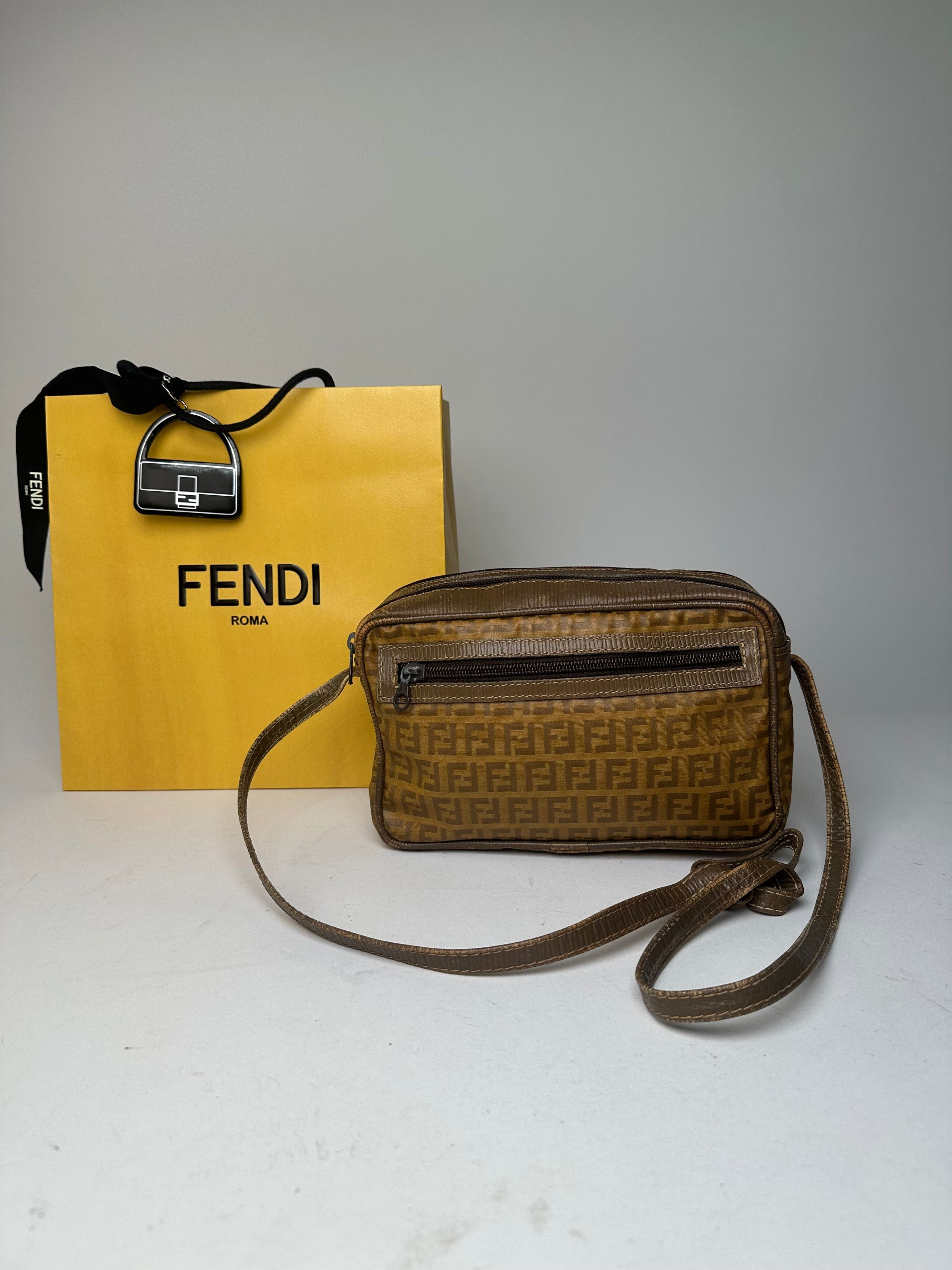 Fendi Vintage Crossbody Bag FF Logo Pattern Brown Fabric Size ONE SIZE - 13 Thumbnail