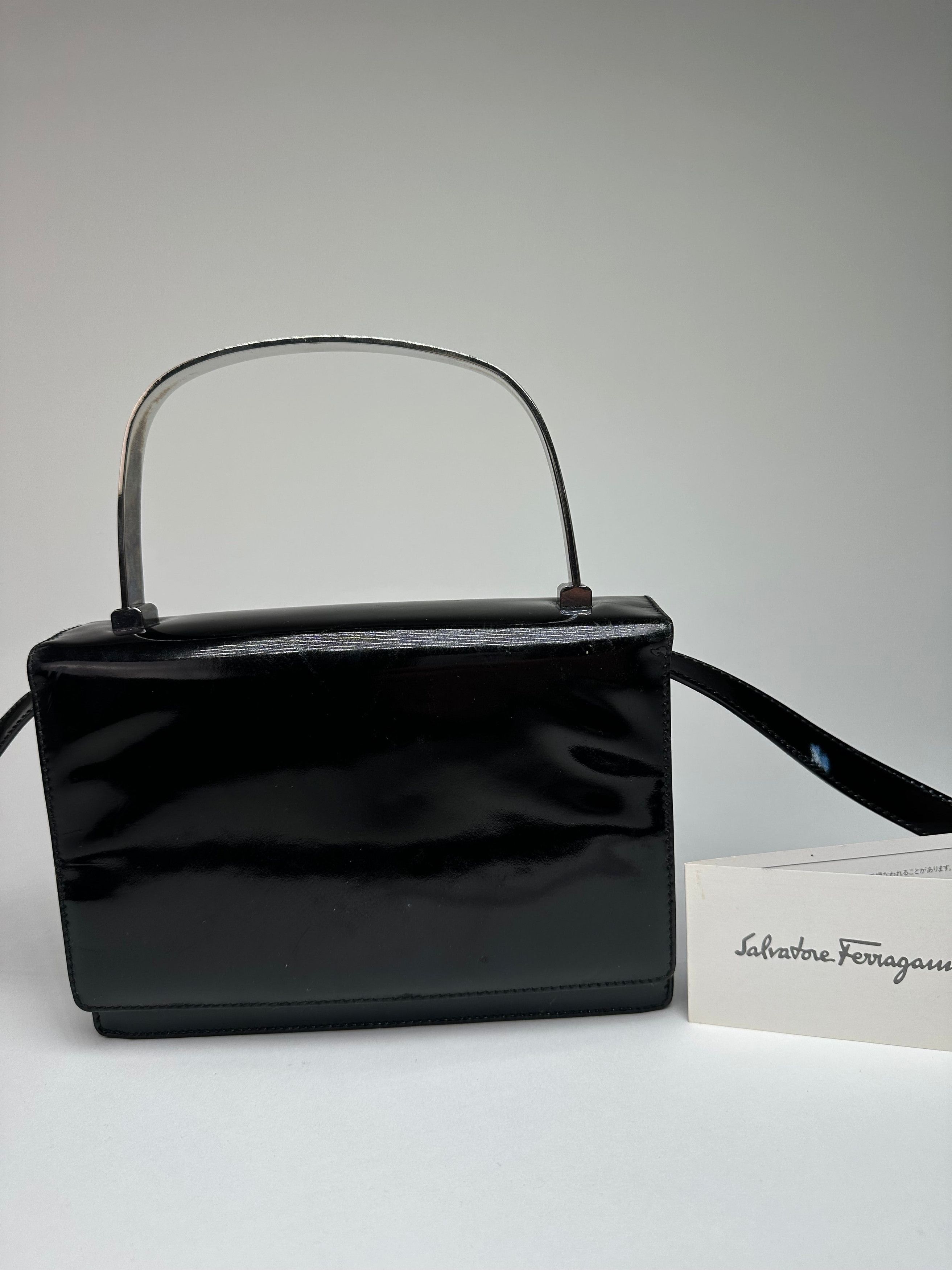 Salvatore Ferragamo Vintage Patent Crossbody Bag Black Size ONE SIZE - 12 Thumbnail