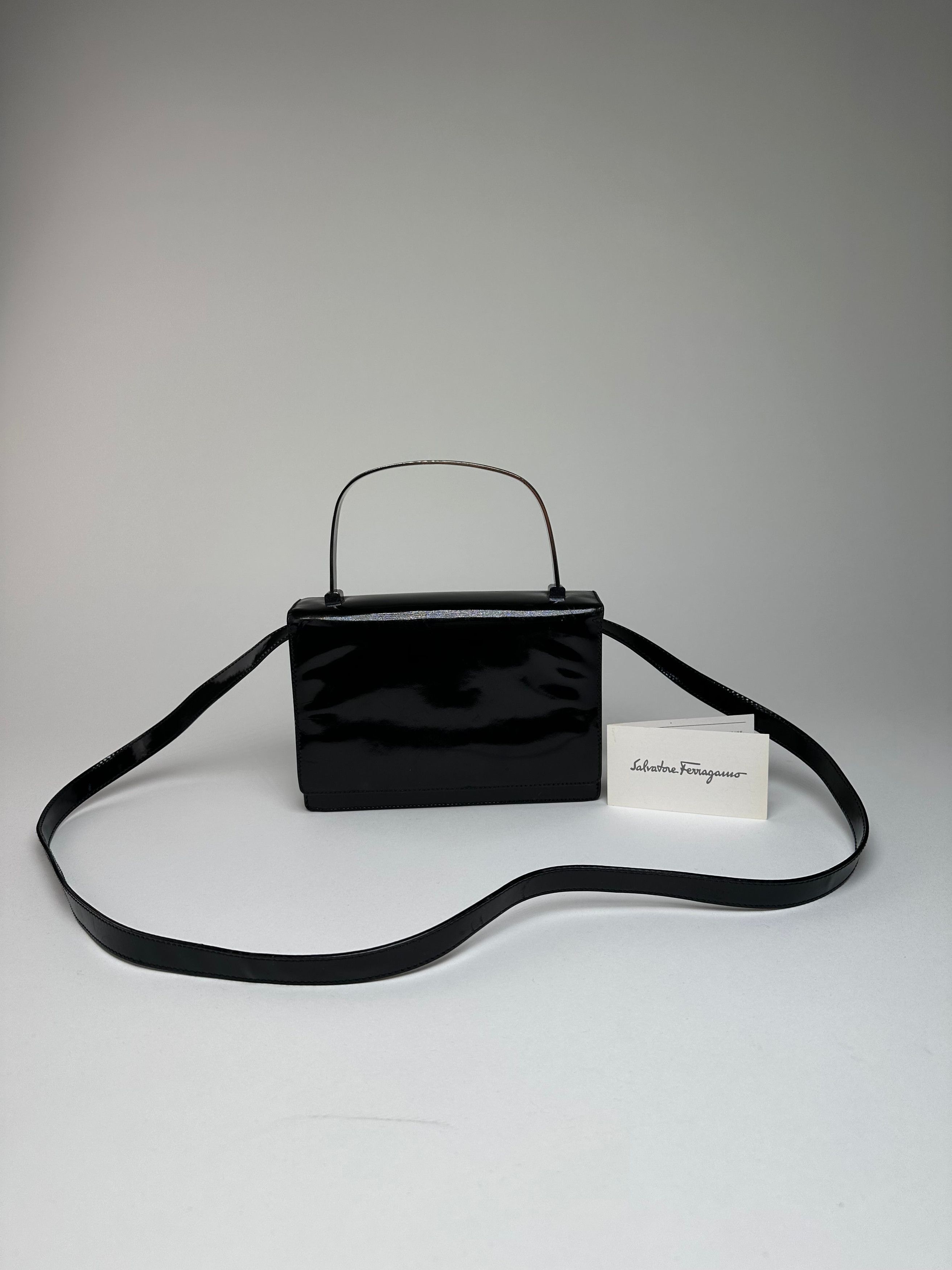 Salvatore Ferragamo Vintage Patent Crossbody Bag Black Size ONE SIZE - 8 Thumbnail