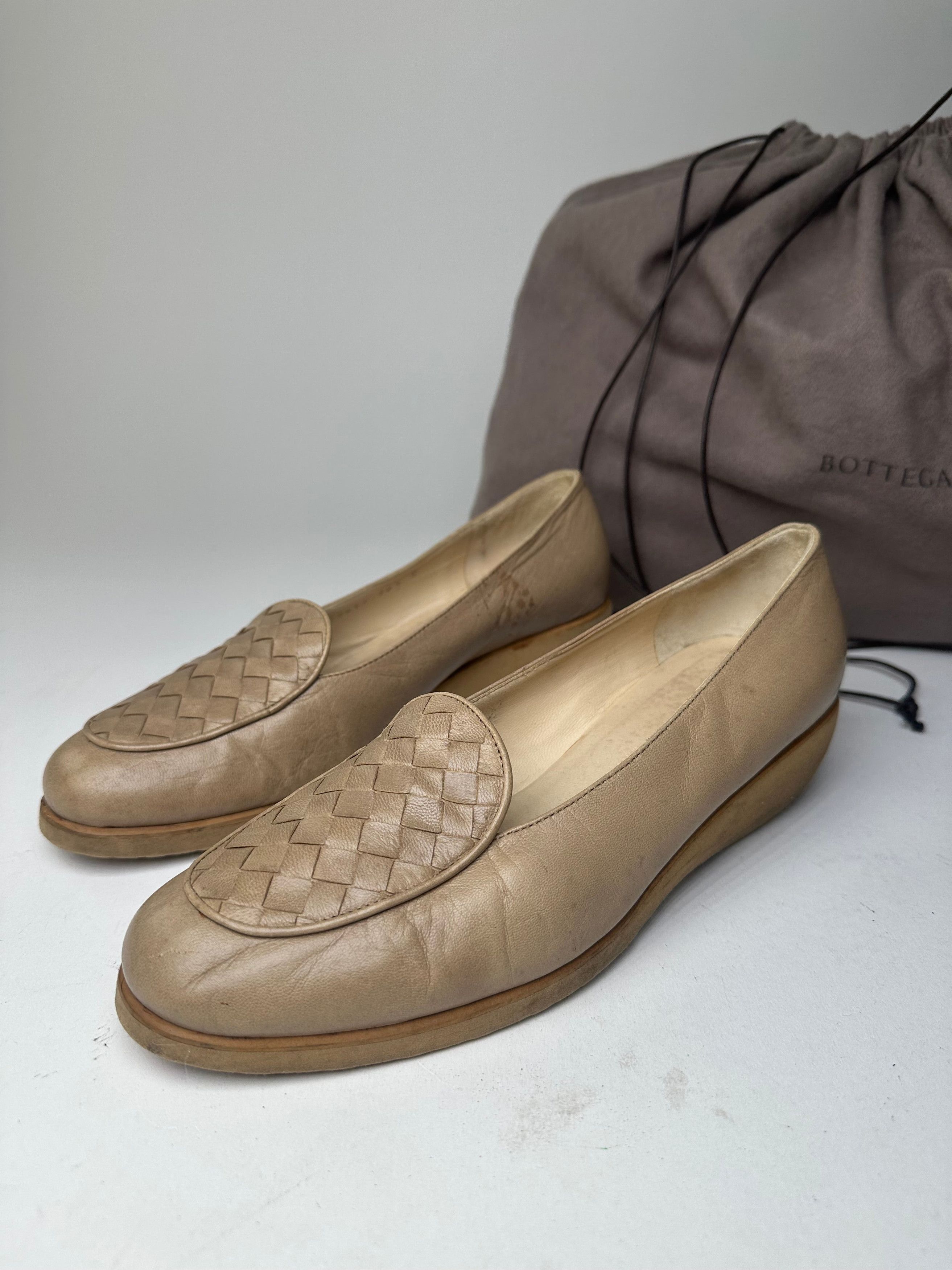 Bottega Veneta Vintage Leather Loafers Beige EU36.5 Woven Size US 5.5 / IT 35.5 - 2 Thumbnail