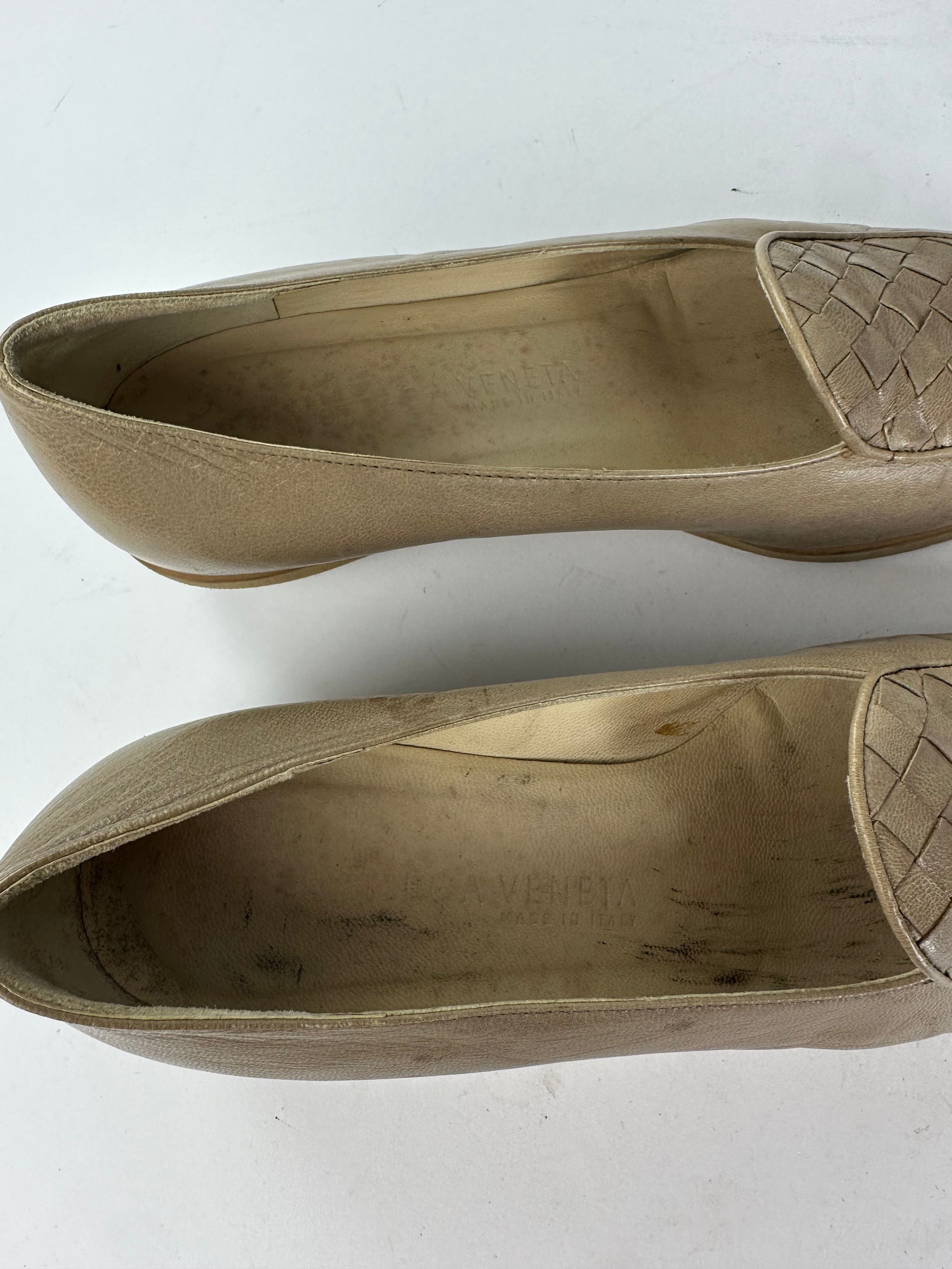 Bottega Veneta Vintage Leather Loafers Beige EU36.5 Woven Size US 5.5 / IT 35.5 - 4 Thumbnail