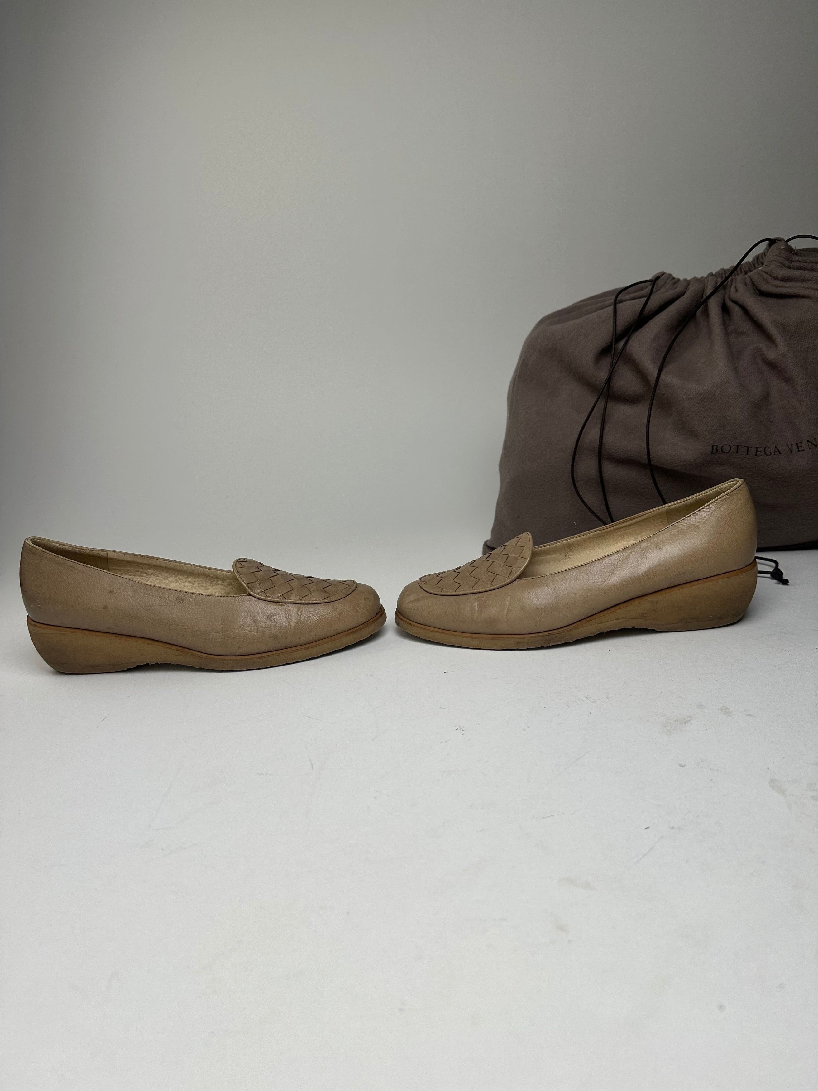 Bottega Veneta Vintage Leather Loafers Beige EU36.5 Woven Size US 5.5 / IT 35.5 - 8 Thumbnail