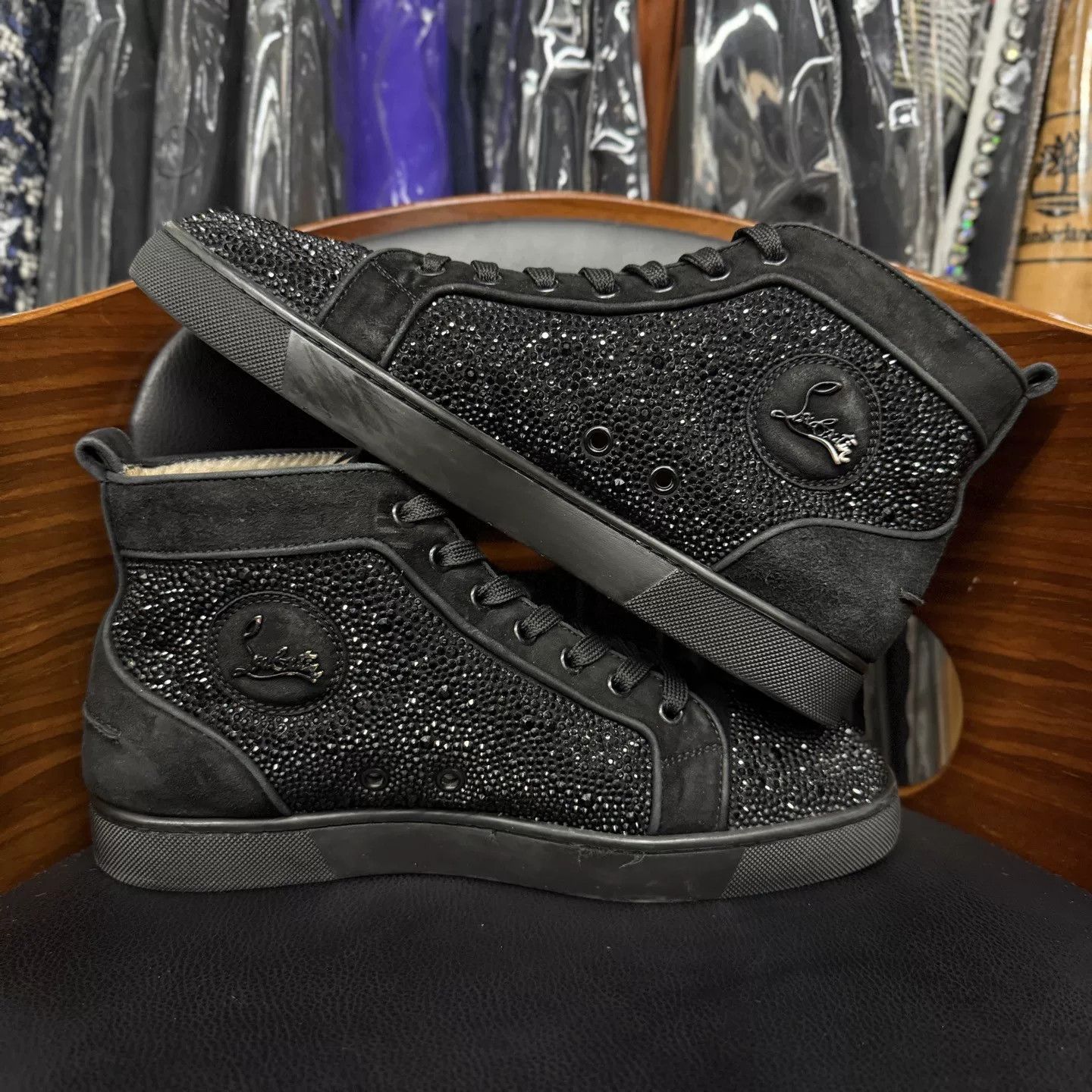 Christian Louboutin Christian Louboutin Black Diamond High-Top Sneakers Size US 8 / EU 41 - 7 Thumbnail