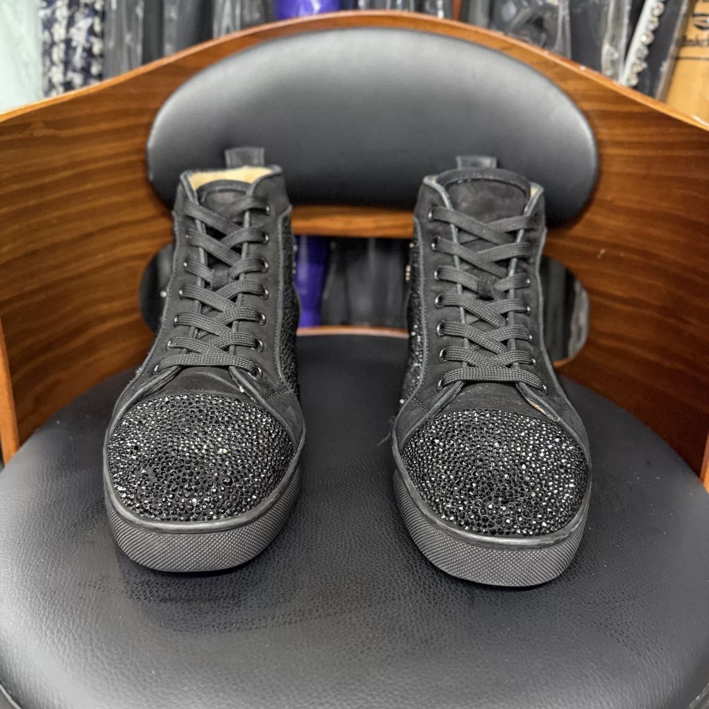 Christian Louboutin Christian Louboutin Black Diamond High-Top Sneakers Size US 8 / EU 41 - 2 Thumbnail