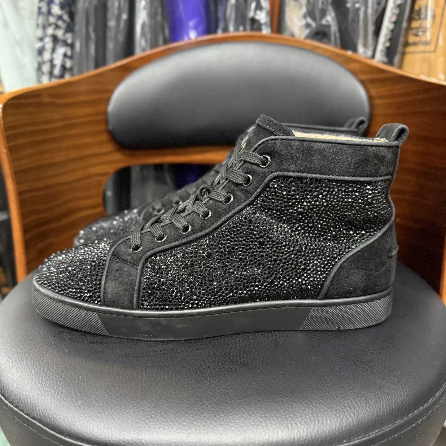 Christian Louboutin Christian Louboutin Black Diamond High-Top Sneakers Size US 8 / EU 41 - 6 Thumbnail