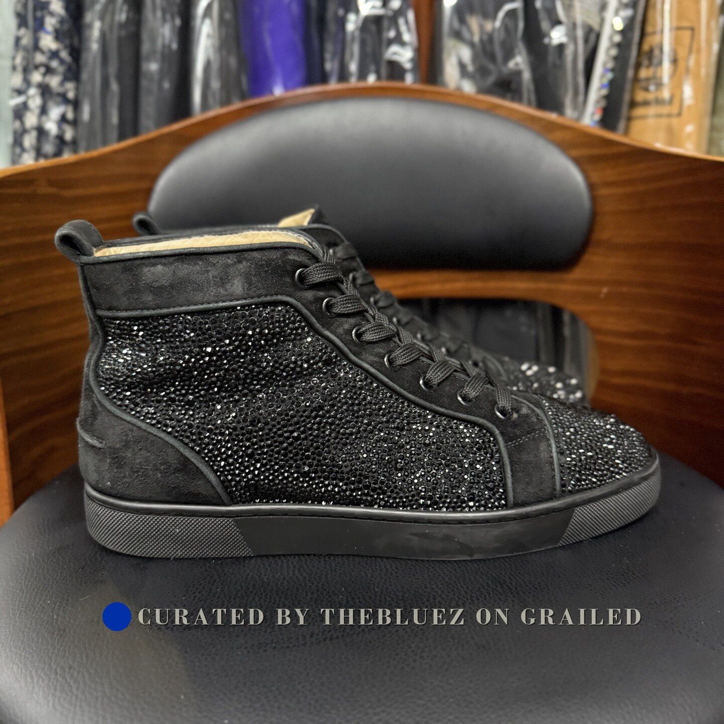 Christian Louboutin Christian Louboutin Black Diamond High-Top Sneakers Size US 8 / EU 41 - 4 Thumbnail