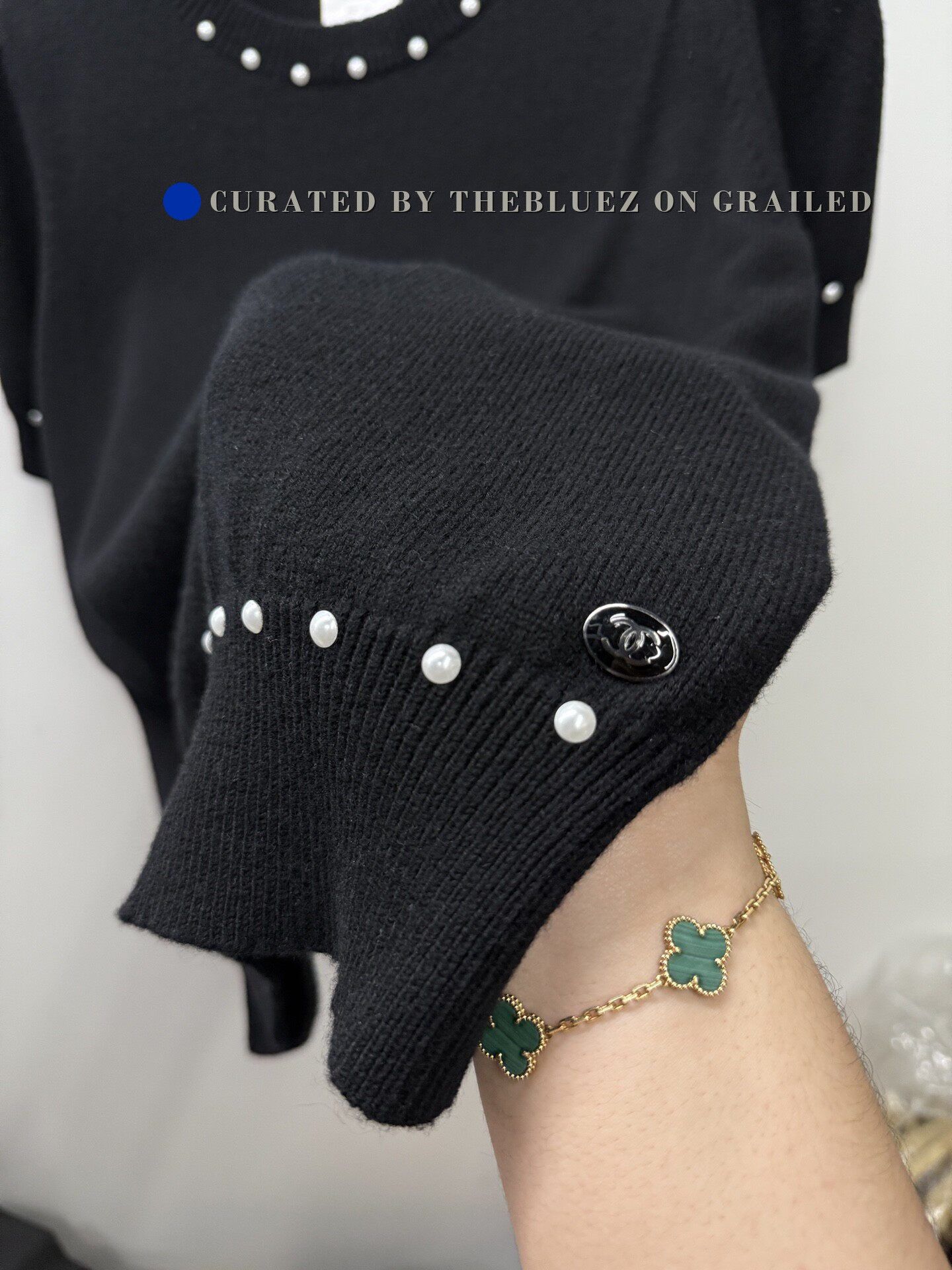 Chanel Chanel Black Pearl Wool Short-Sleeve Size S / US 4 / IT 40 - 3 Thumbnail