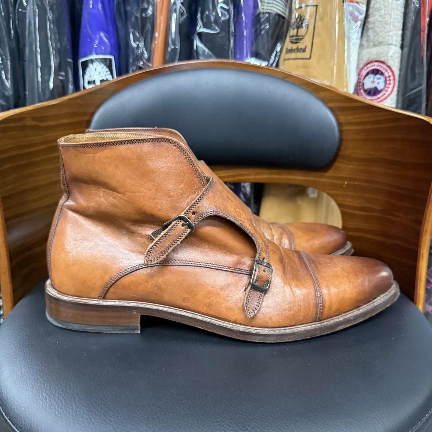 Suitsupply Suitsupply Italian Brown Calf Leather Double Monk Shoes Size US 10 / EU 43 - 4 Thumbnail